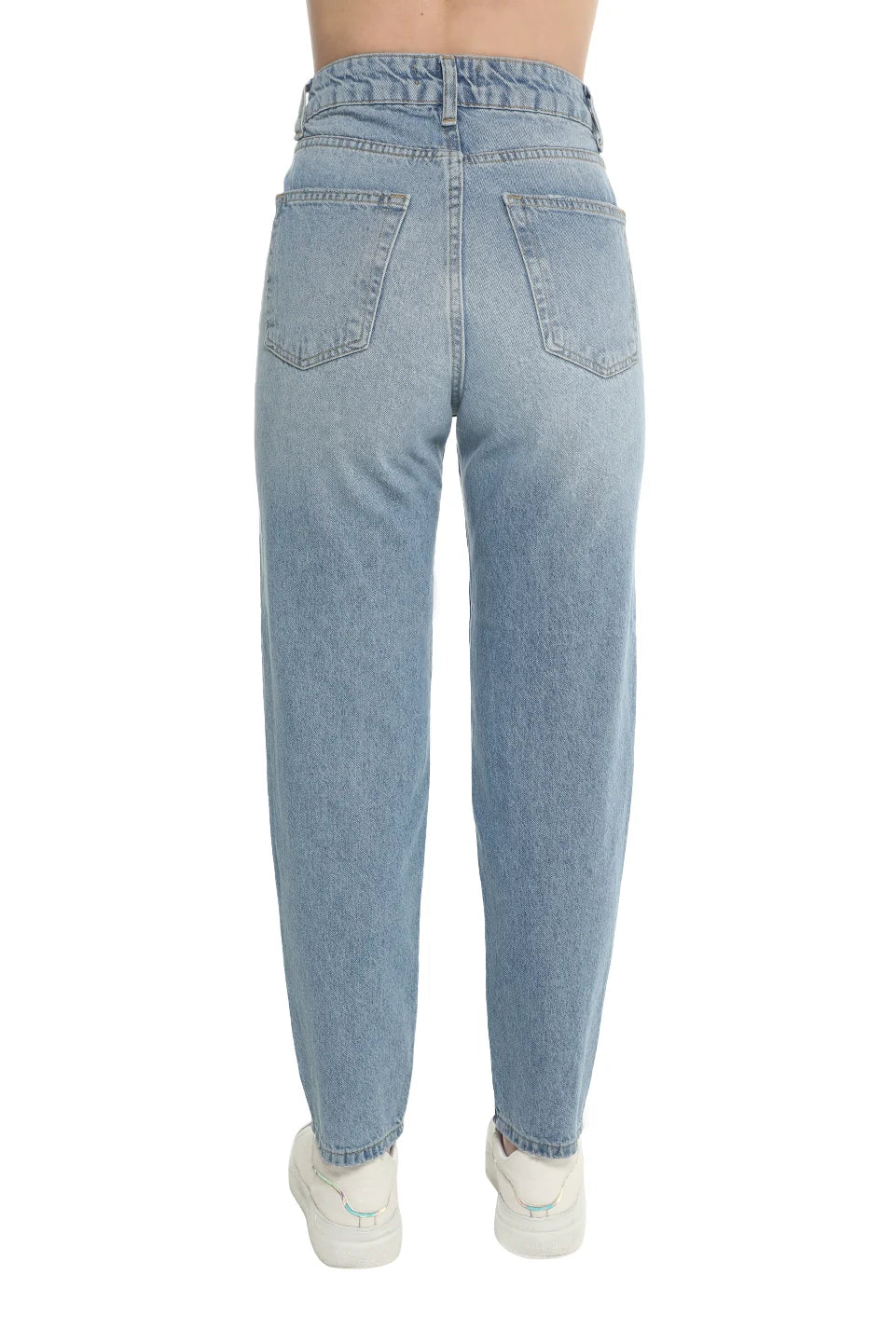 Light Blue Mom Slim Fit Plain Jeans