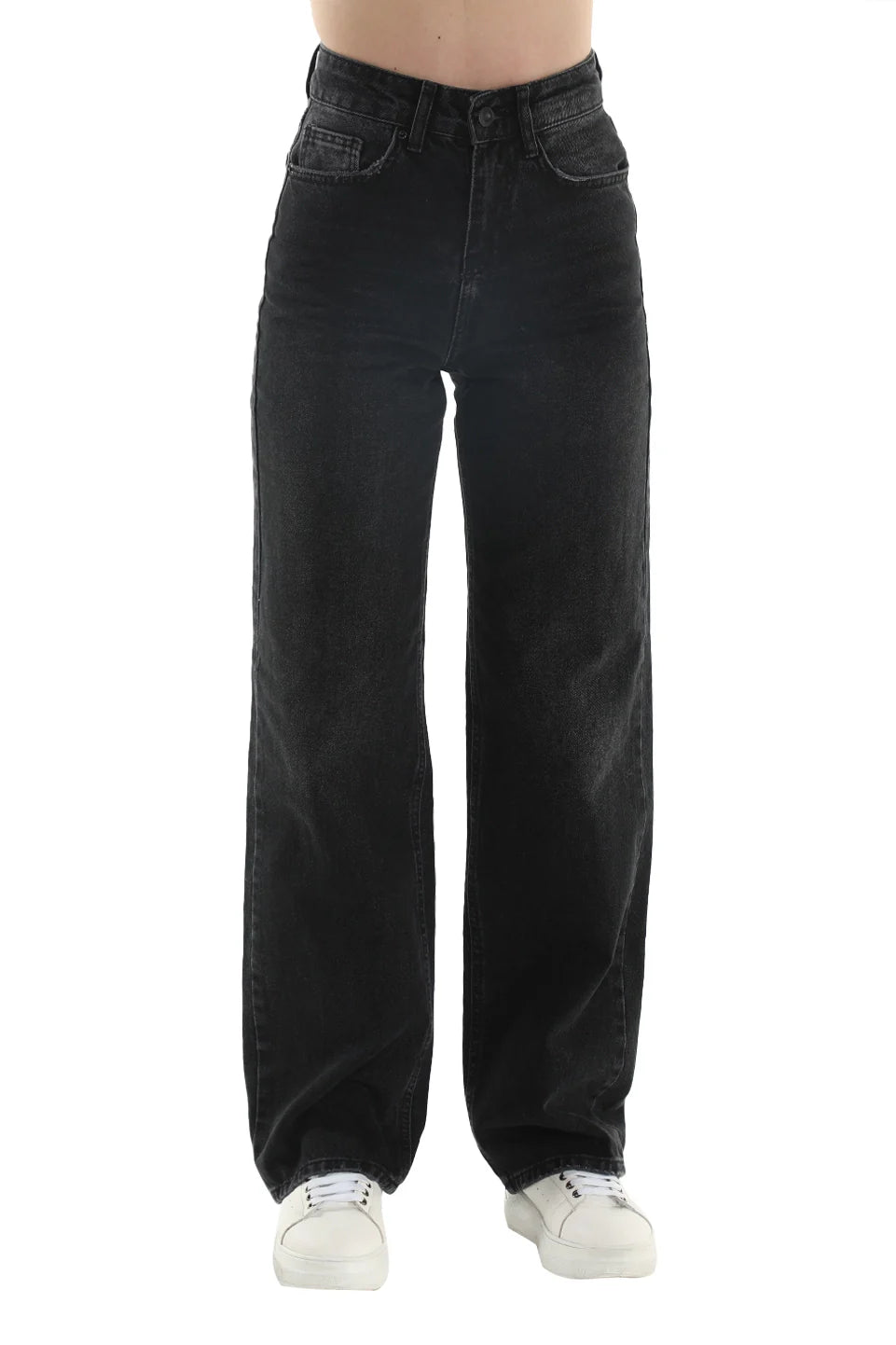 Wide Grey Jeans With Loops Belts