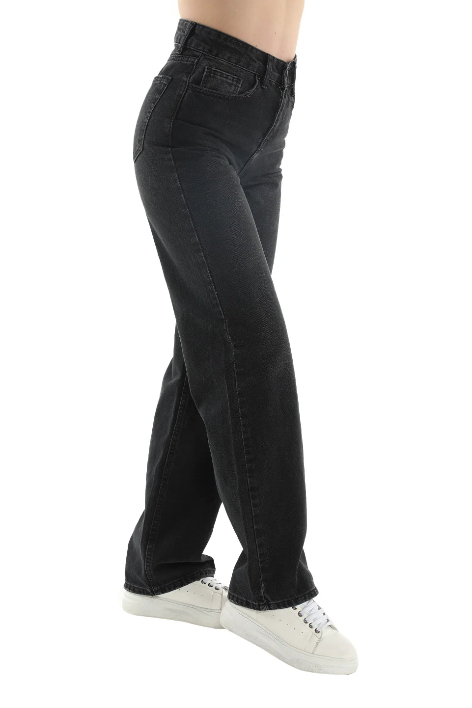Wide Grey Jeans With Loops Belts