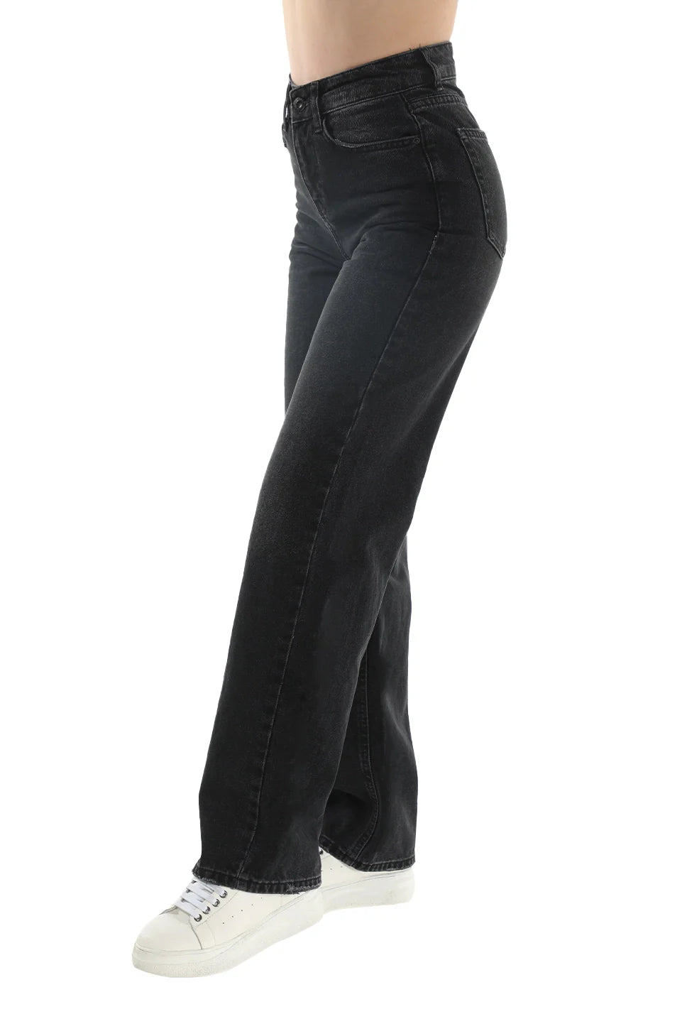 Wide Grey Jeans With Loops Belts