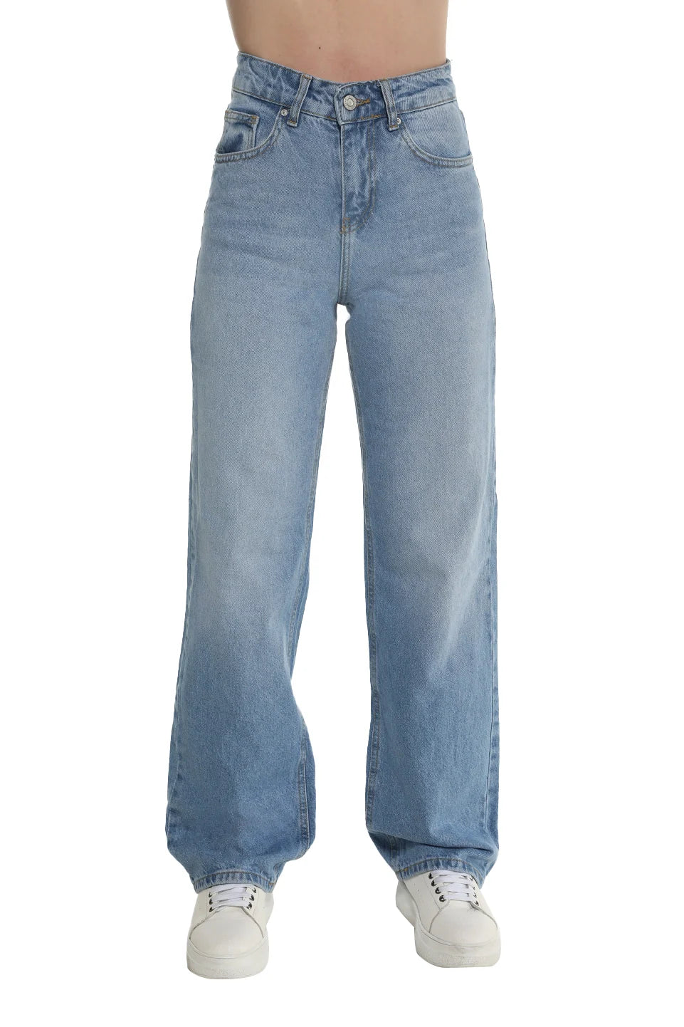 Wide Leg Light Blue Simple Jeans