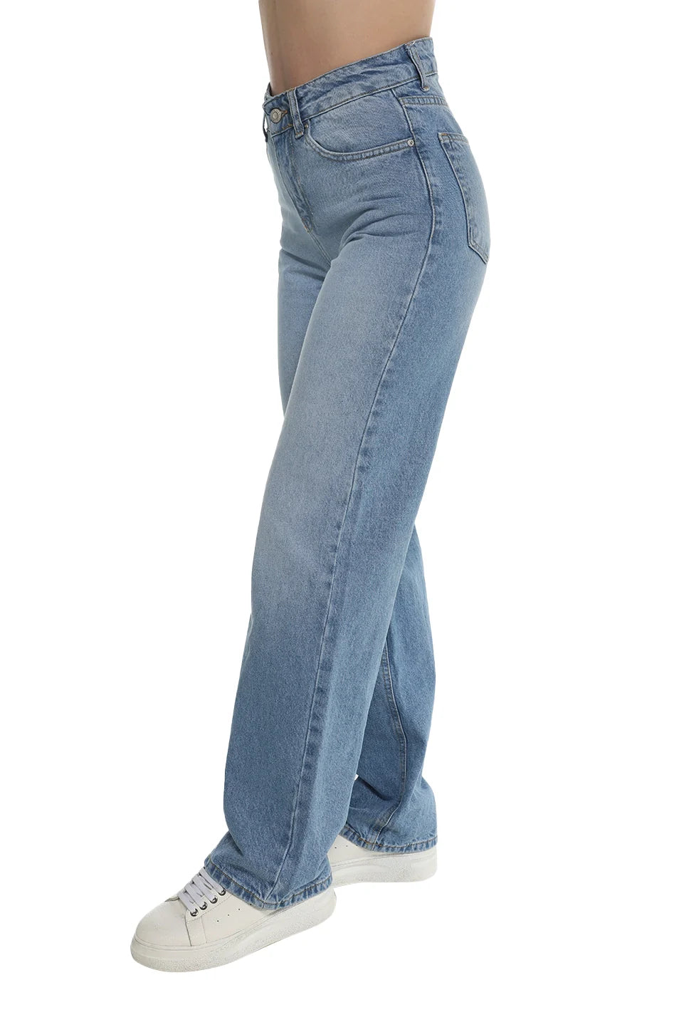 Wide Leg Light Blue Simple Jeans
