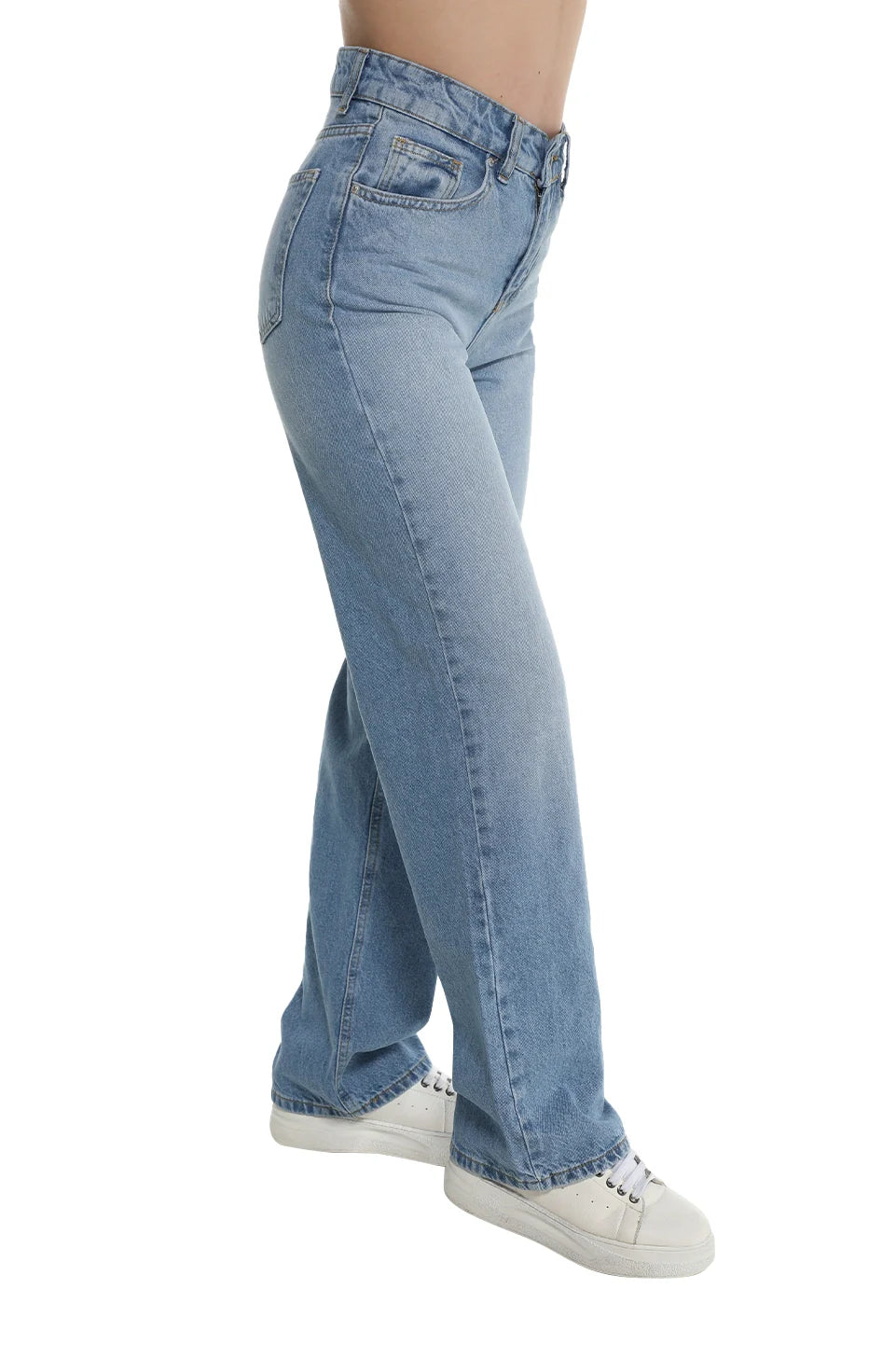 Wide Leg Light Blue Simple Jeans
