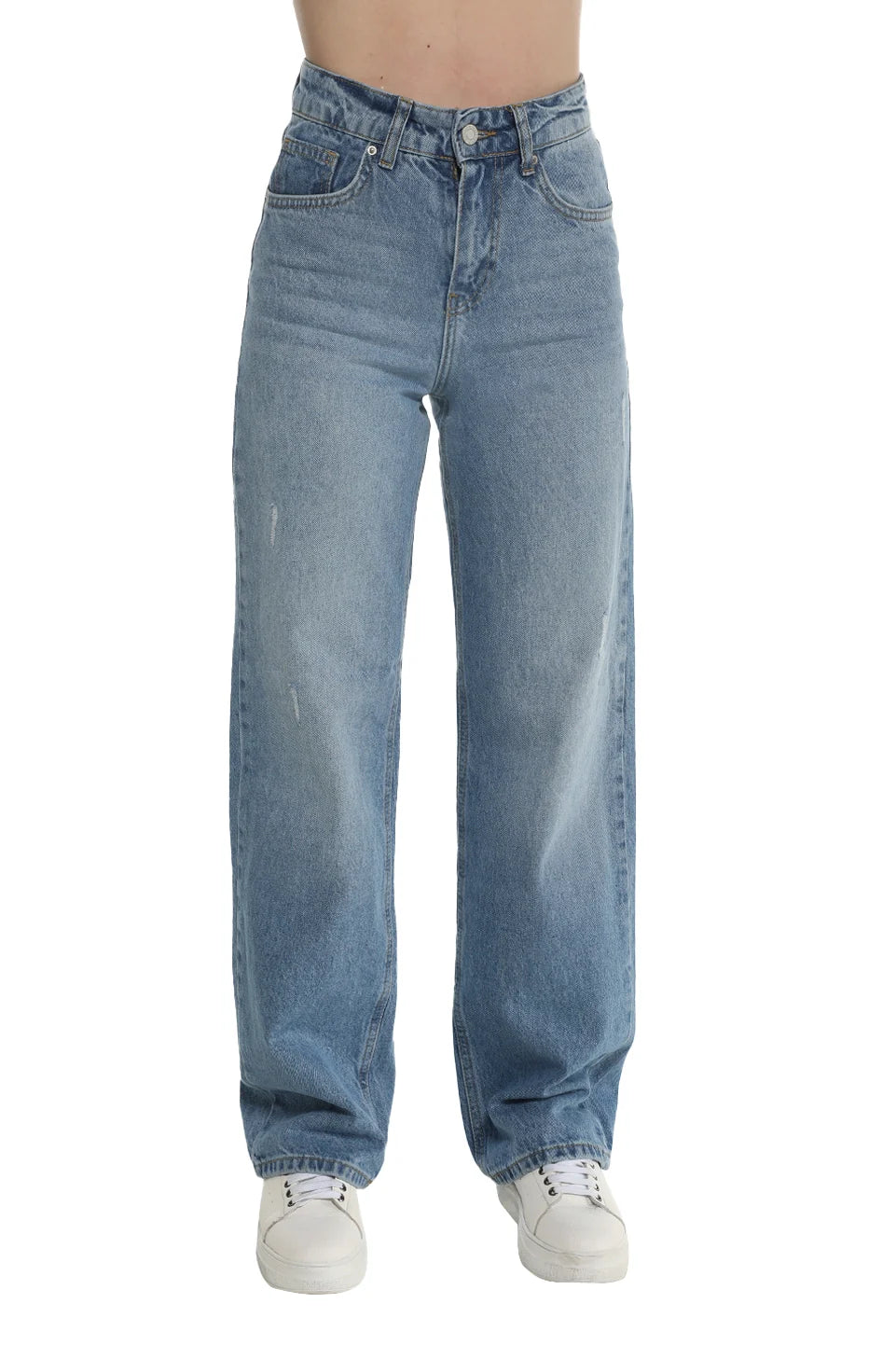 Wide Leg Blue Simple Jeans