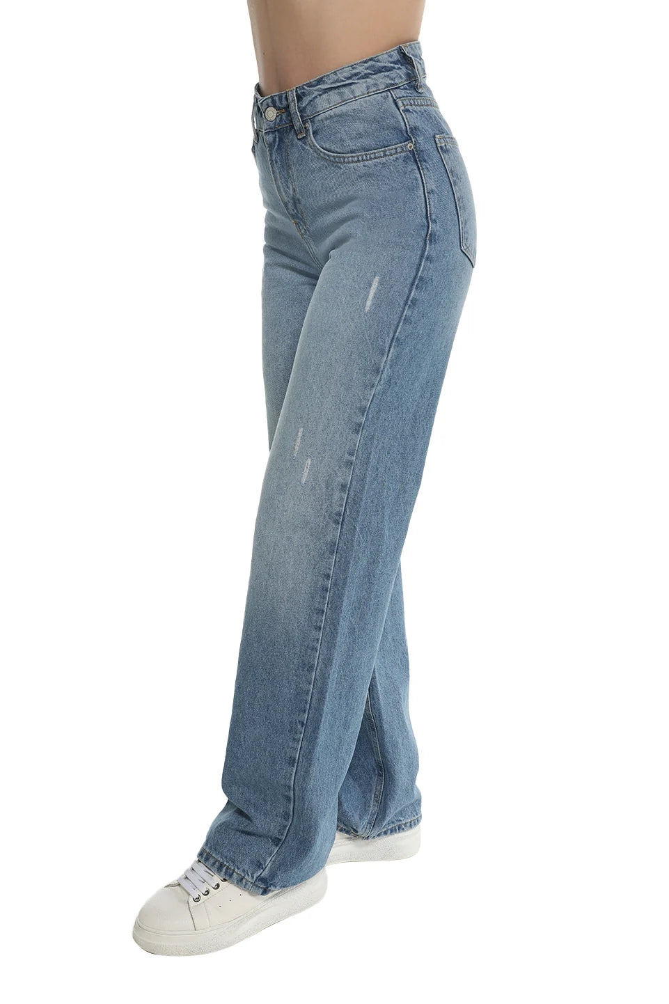 Wide Leg Blue Simple Jeans