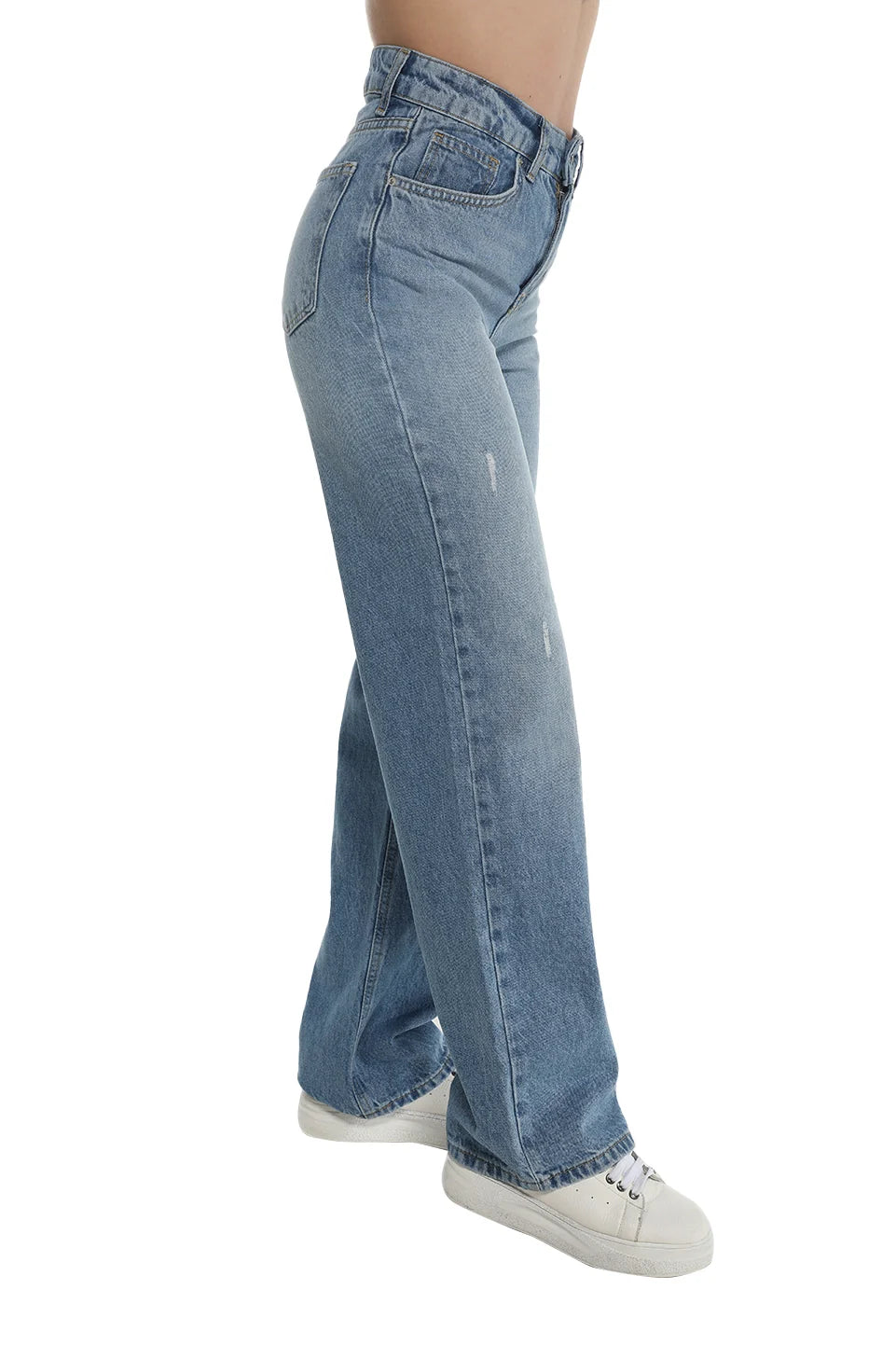 Wide Leg Blue Simple Jeans