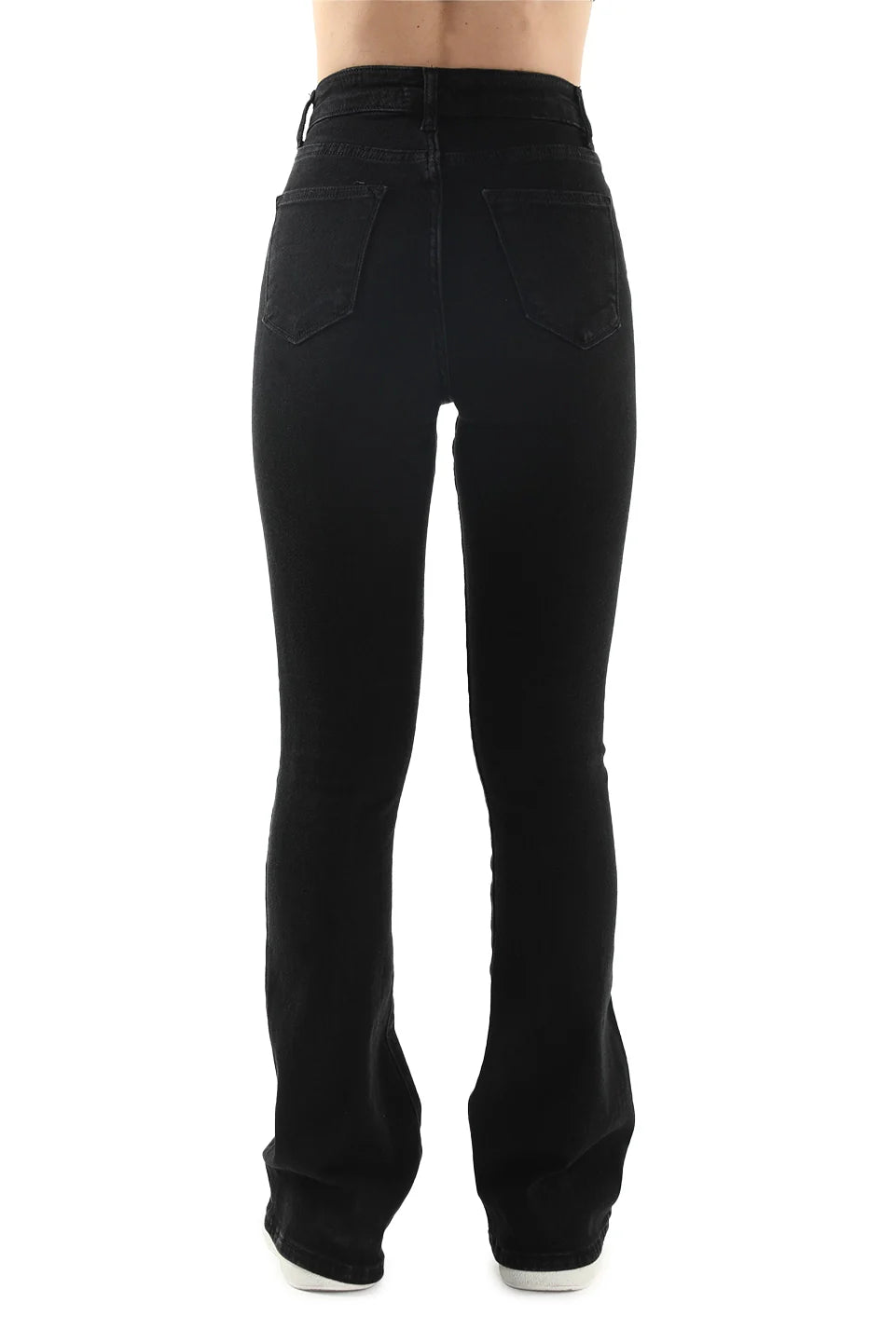 Black Flare Jeans With Zipper & Button To Close
