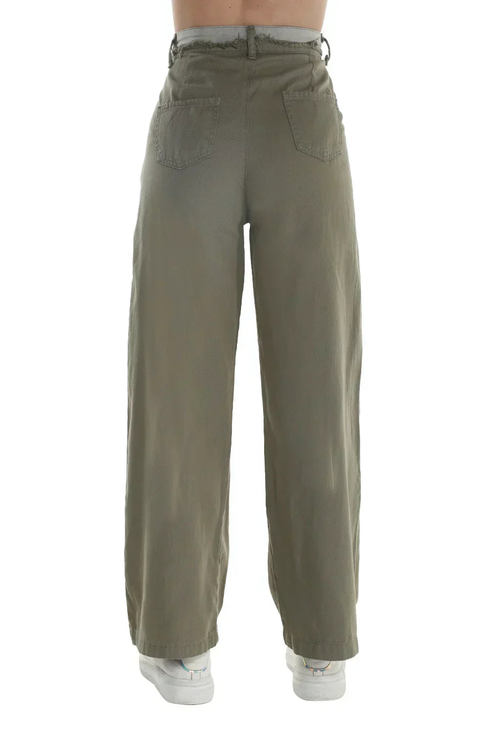 Olive Casual Pant With Button To Close
