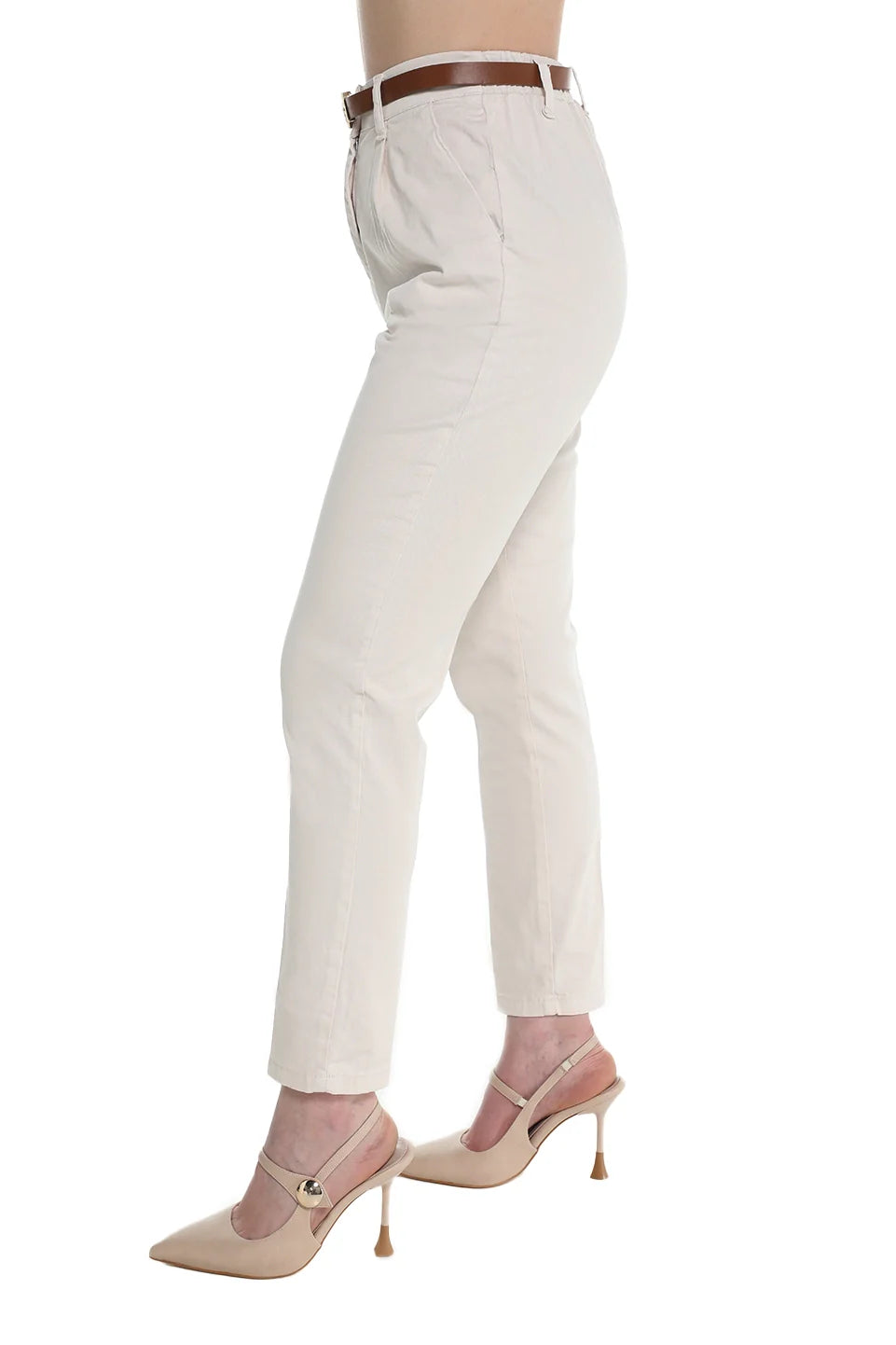 Light Beige Chino Pant With Belt