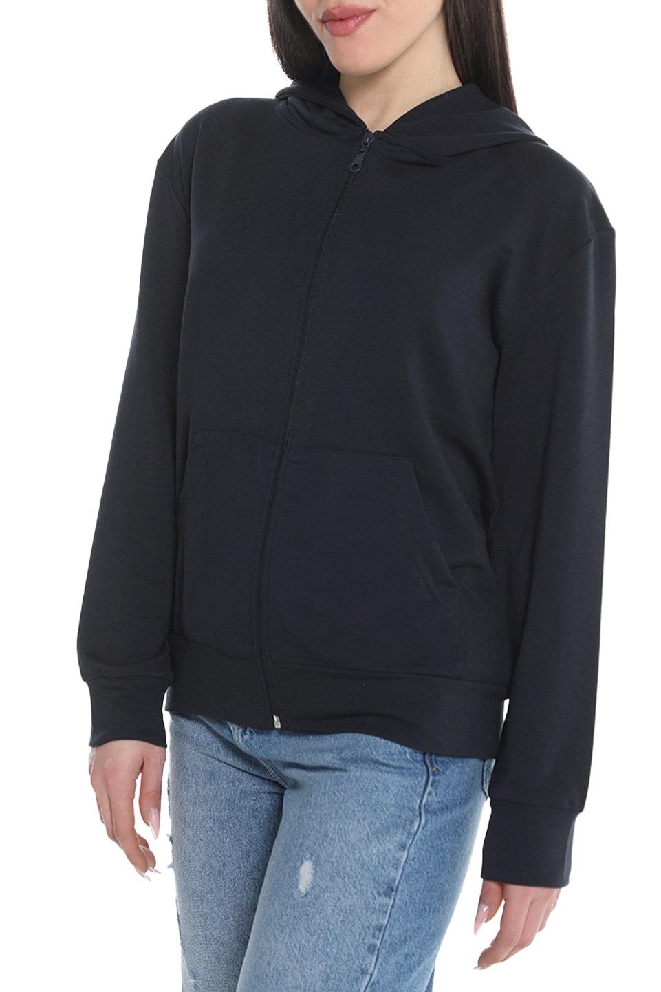 Navy Cotton Jacket With Hood