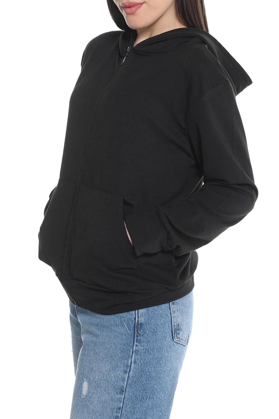 Black Cotton Jacket With Hood
