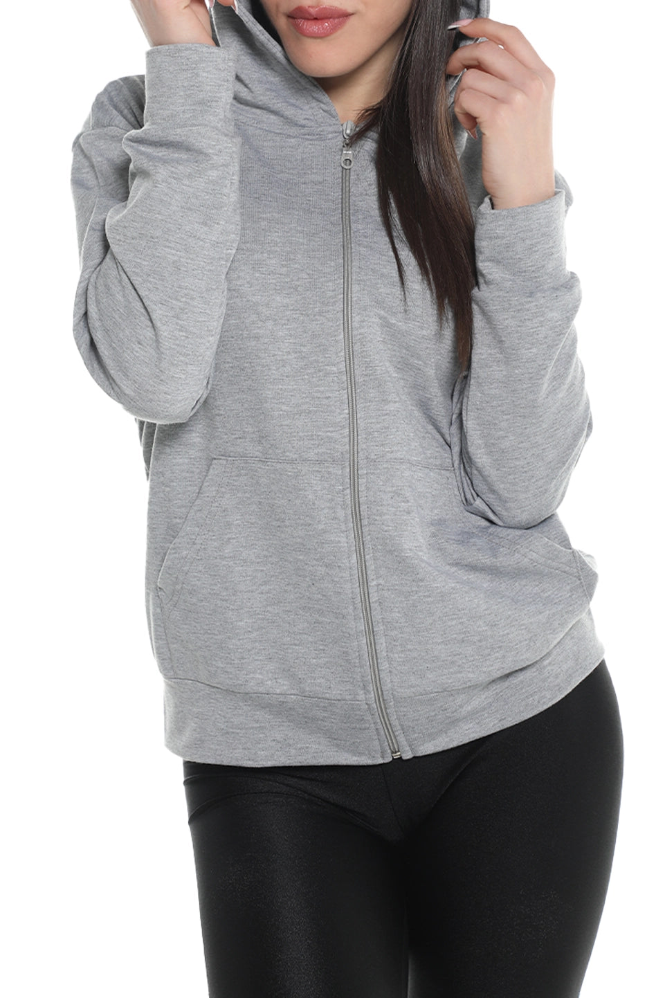 Grey Cotton Jacket With Hood