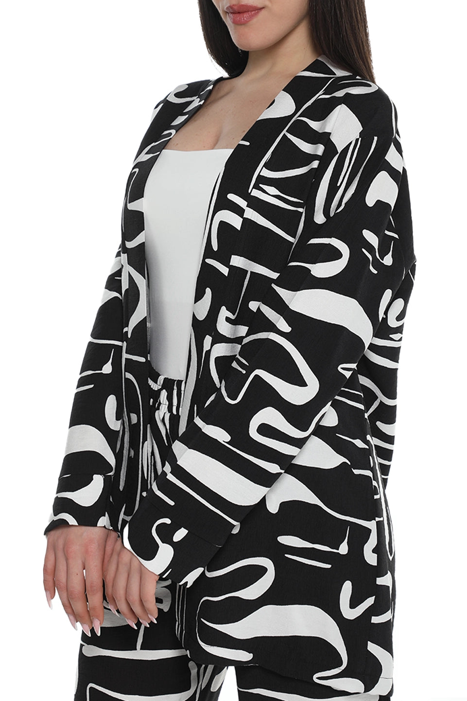 Black Printed Linen Cardigan