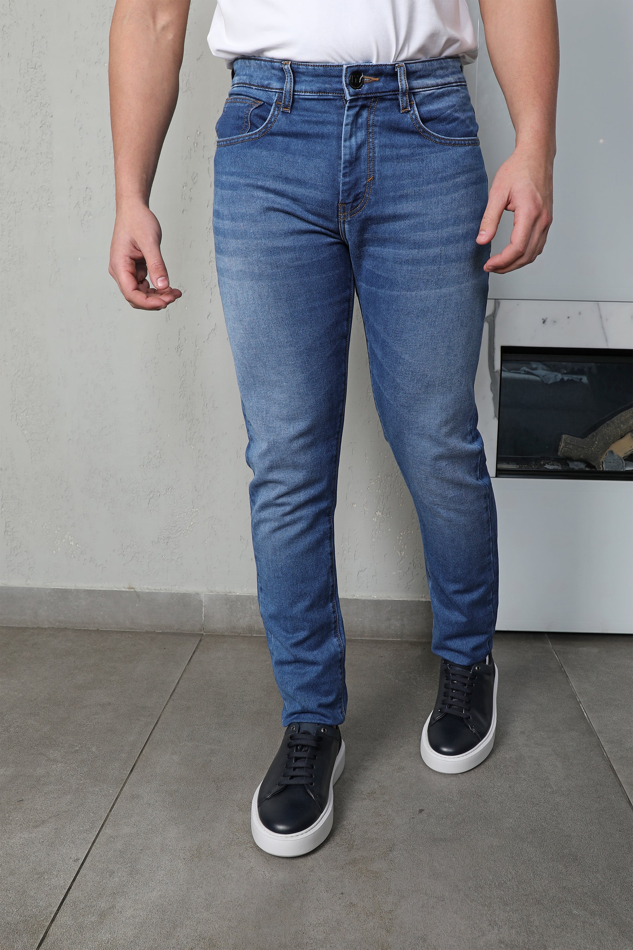 Moustache's Selvedge Denim Mid Blue Straight Slim Jeans