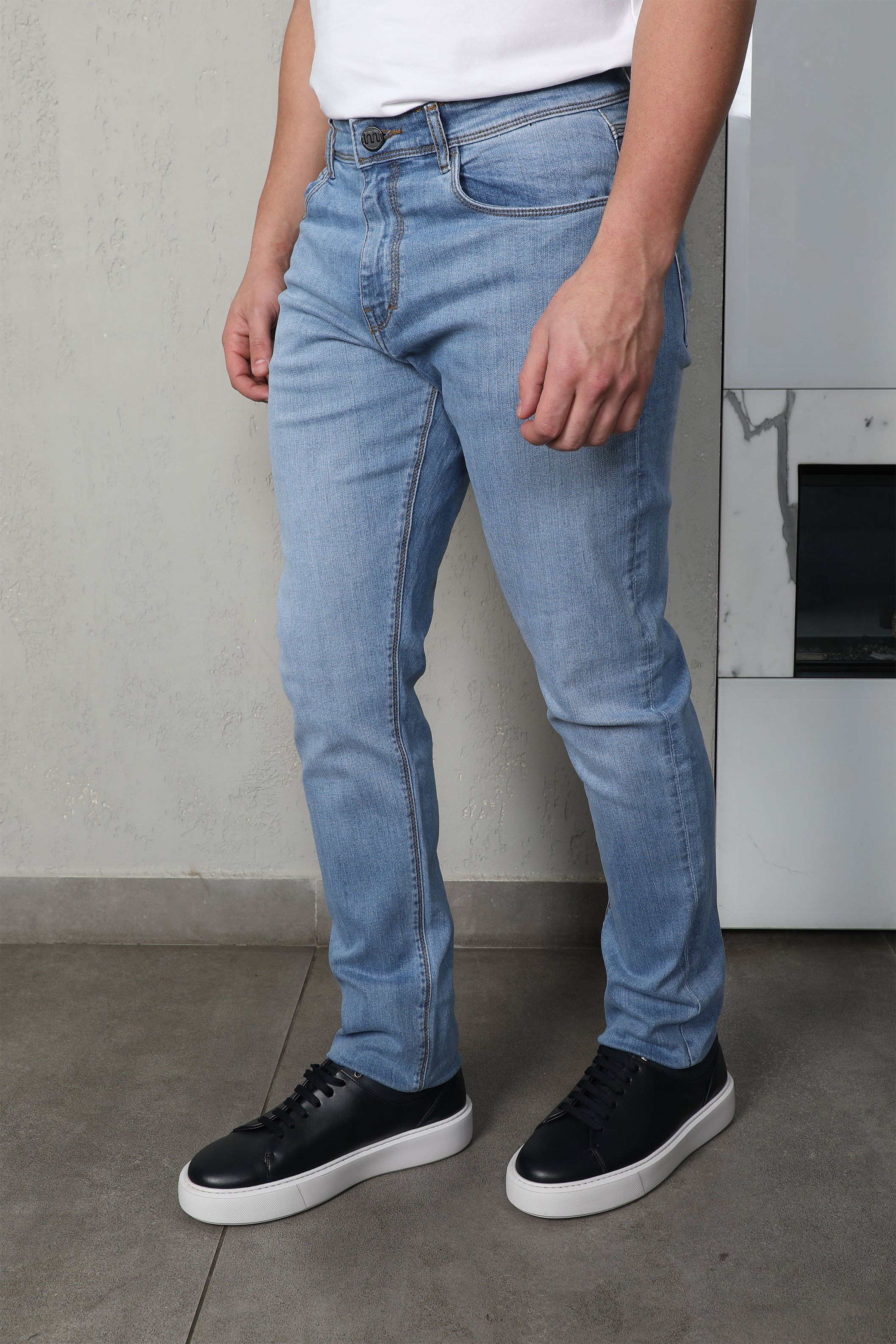 Moustache's Selvedge Denim Light Blue Straight Slim Jeans
