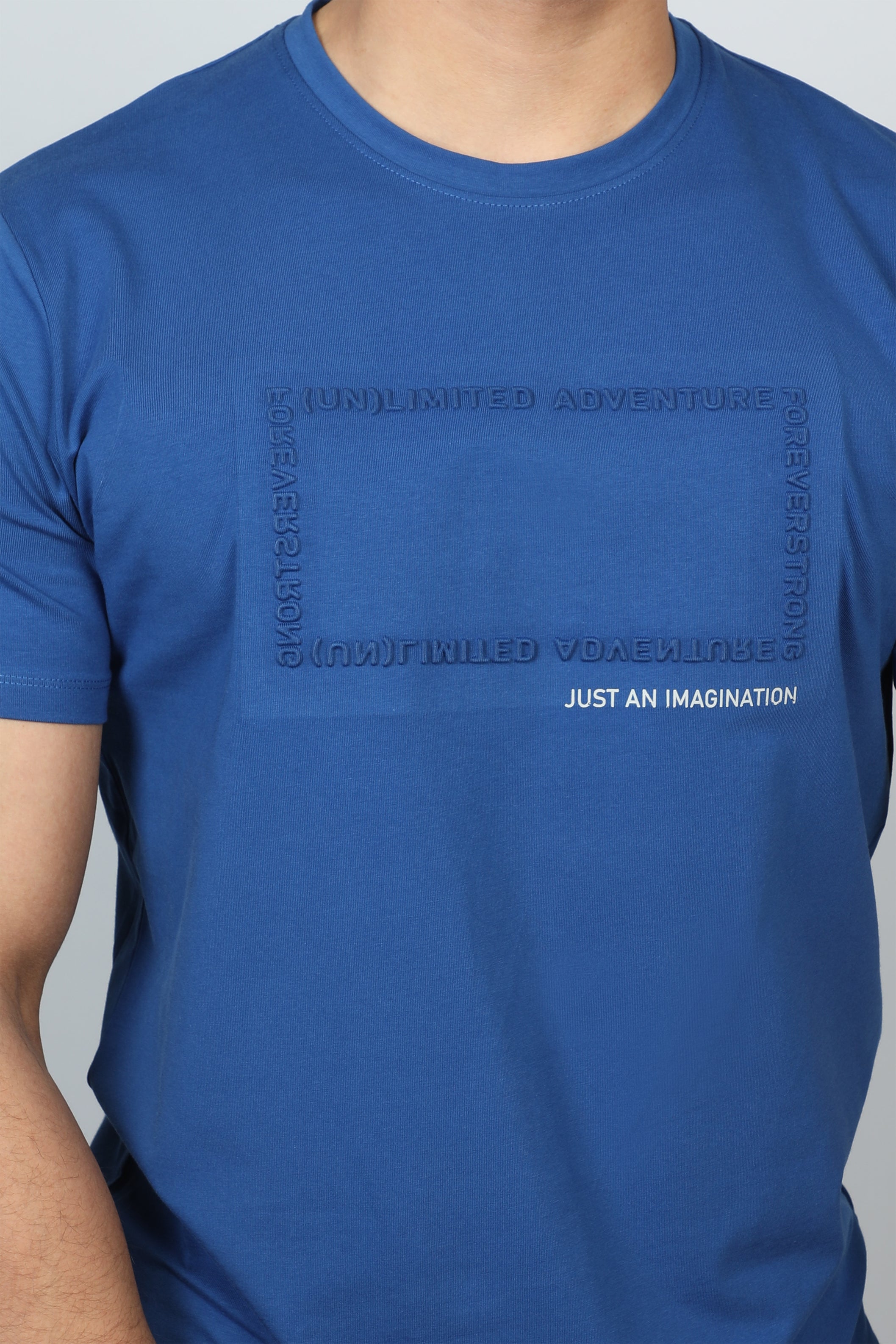 T-shirt Blue ' Just An Imagination' Front Design