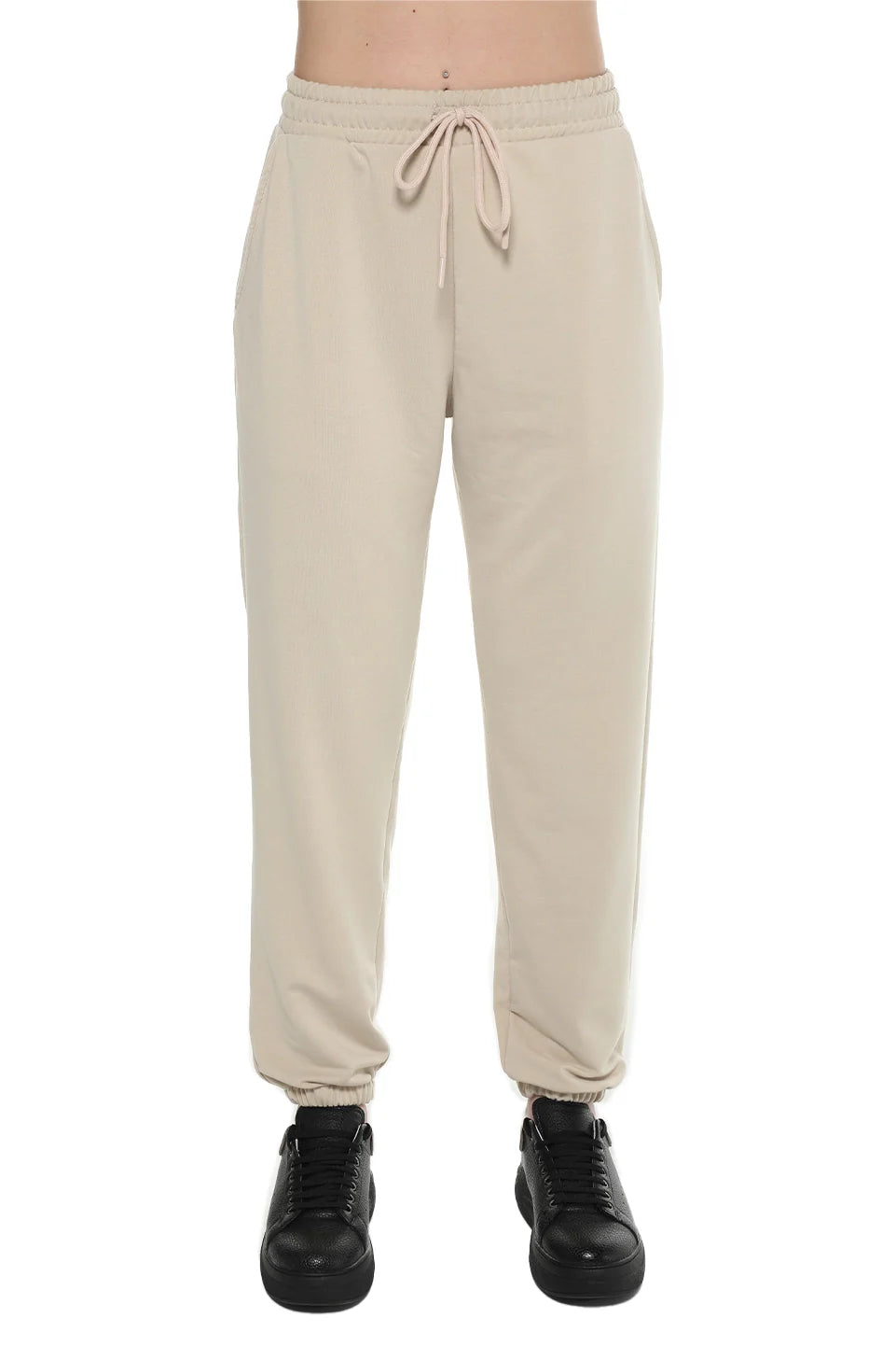 Beige Tight Leg Sweatpants