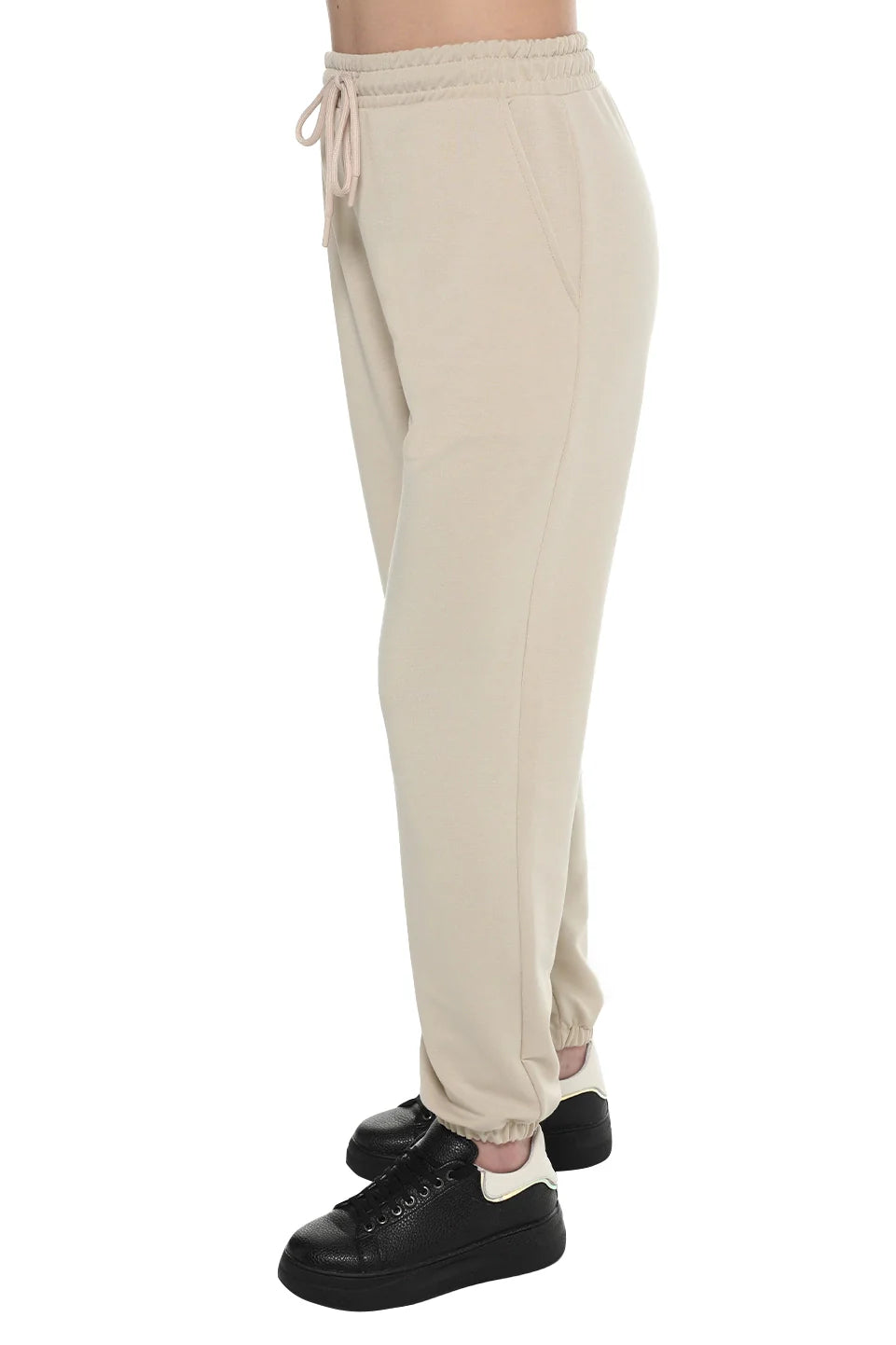 Beige Tight Leg Sweatpants