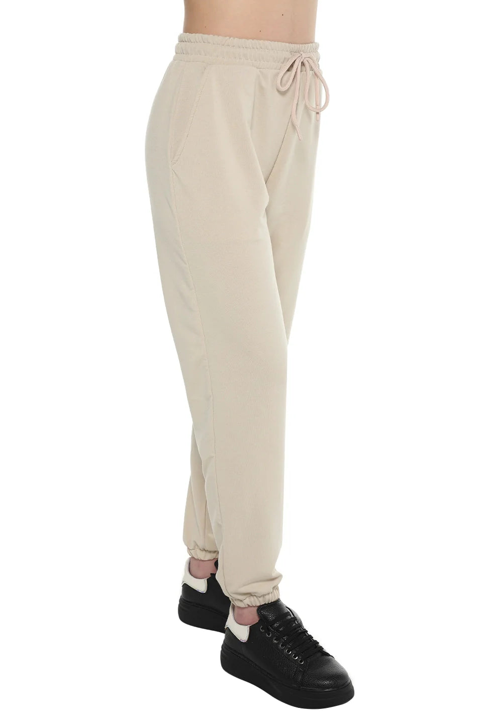 Beige Tight Leg Sweatpants