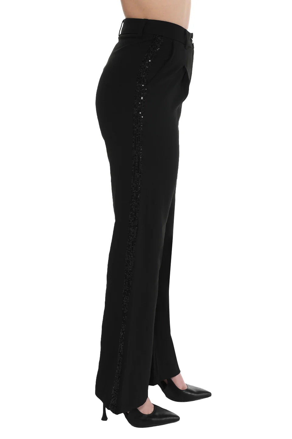 Black Pant With Side Glitter Design