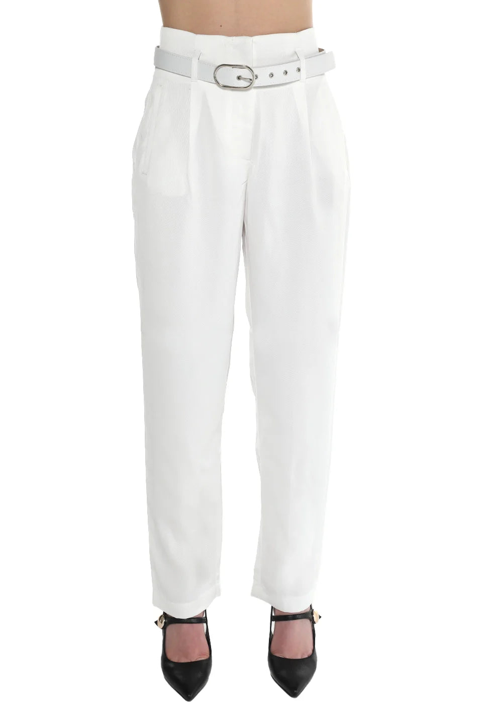 White Belted Classic Pant