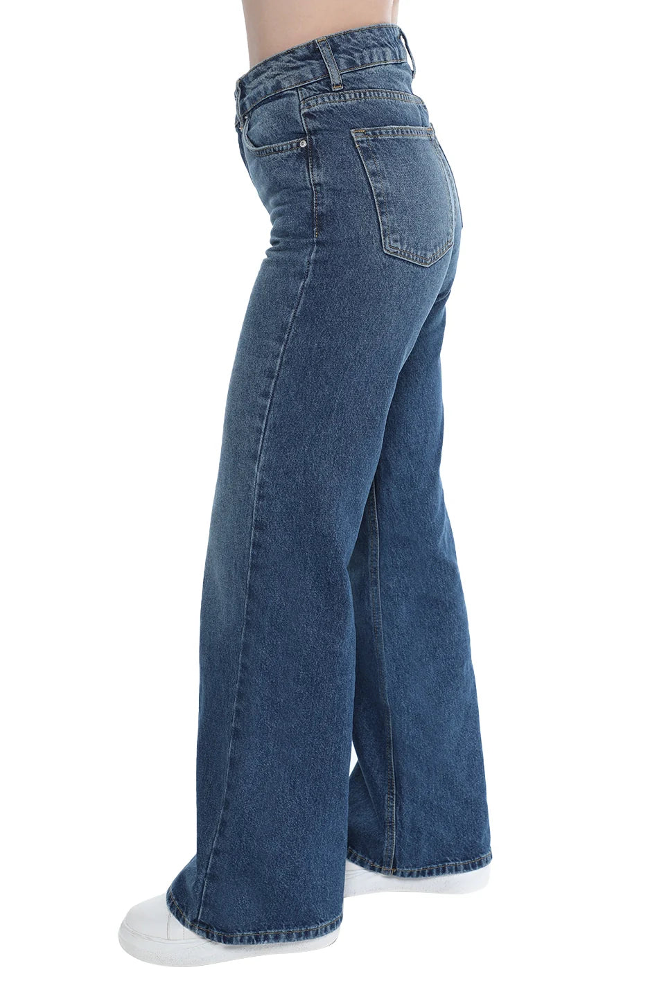 Wide Plain Loose Fit Dark Blue Jeans