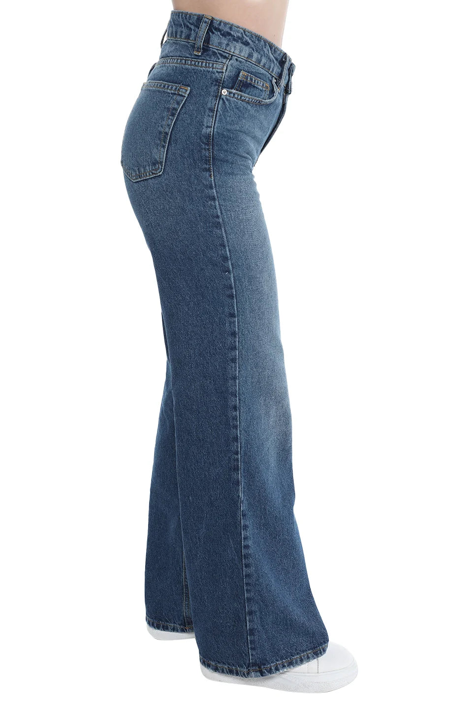 Wide Plain Loose Fit Dark Blue Jeans