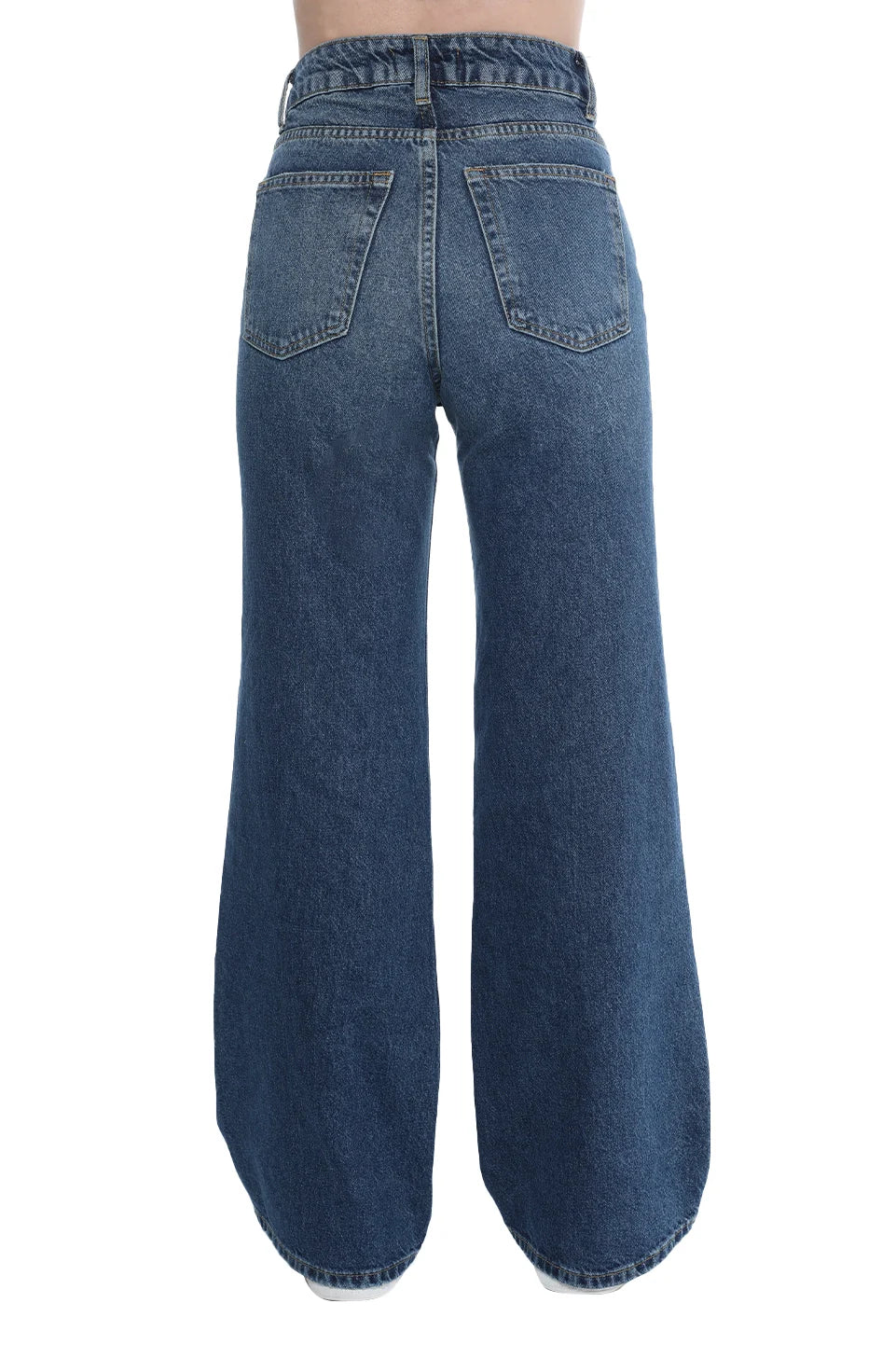 Wide Plain Loose Fit Dark Blue Jeans