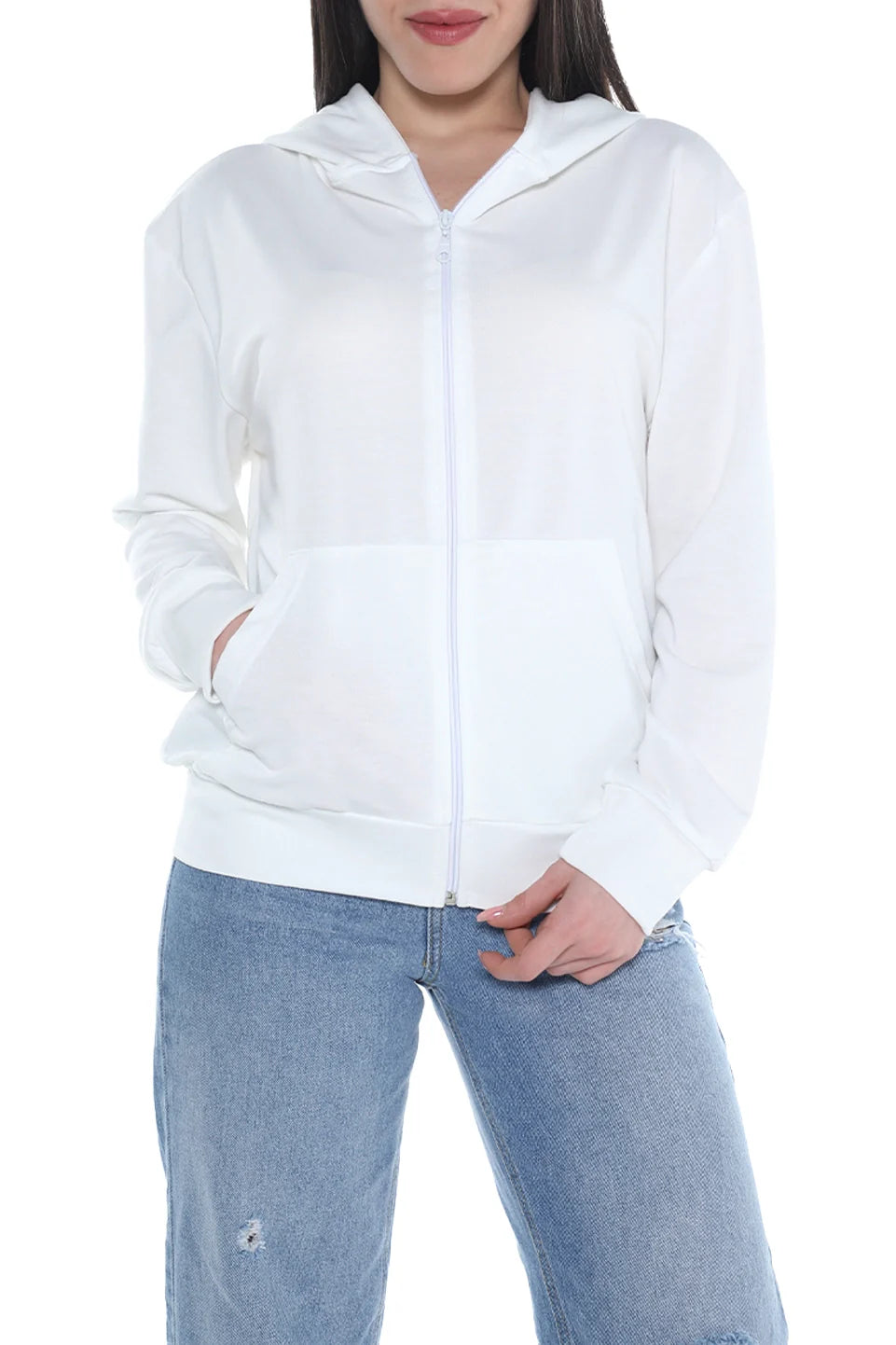 White Cotton Jacket with Hood