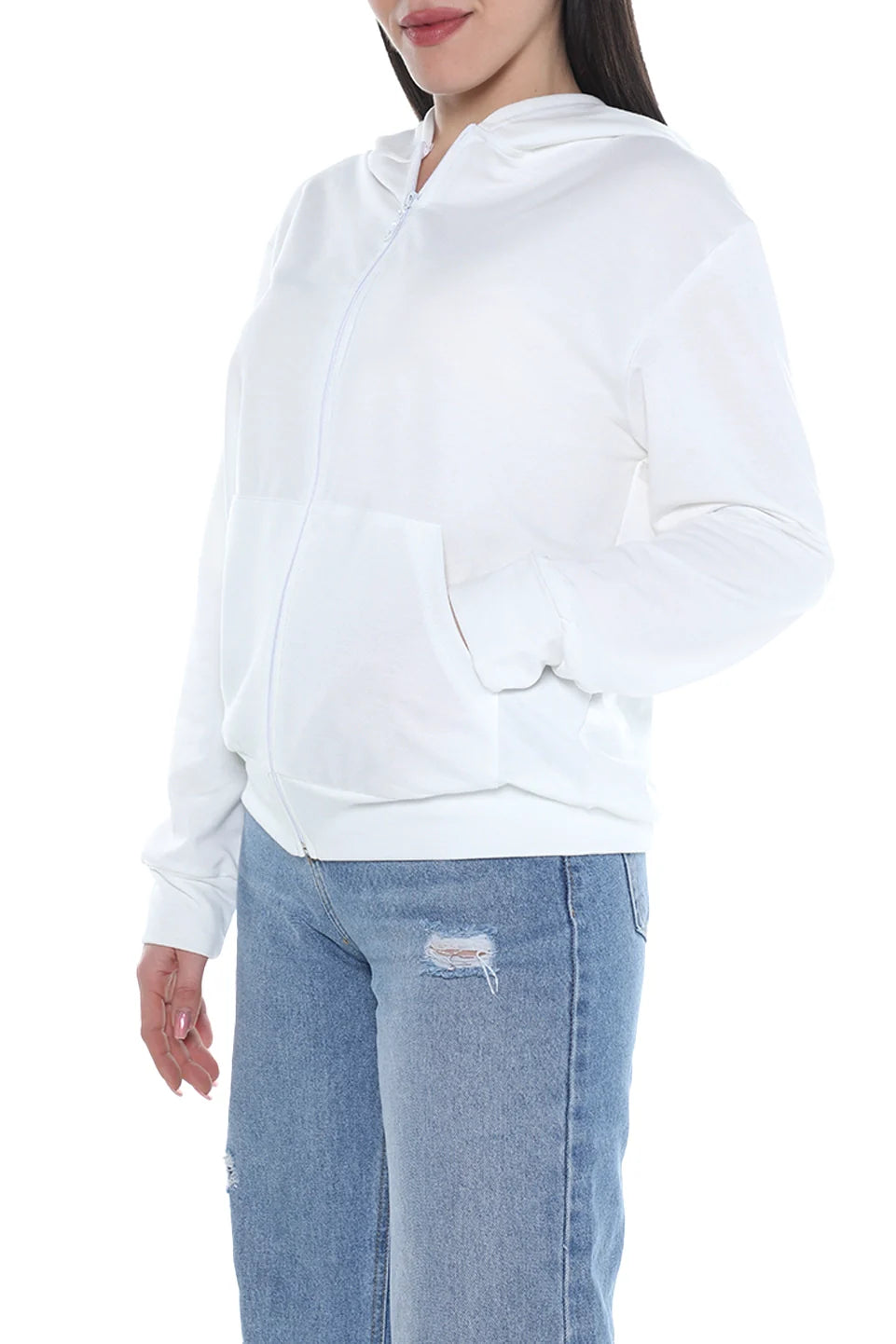 White Cotton Jacket with Hood