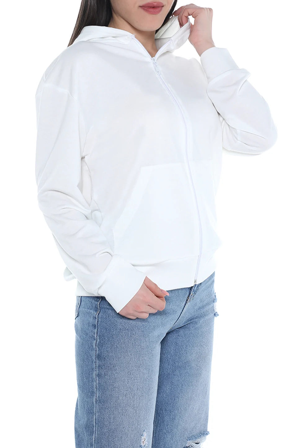 White Cotton Jacket with Hood