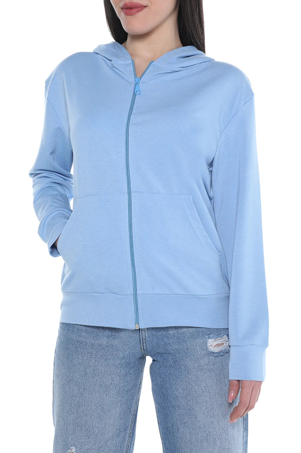 Blue Cotton Jacket with Hood