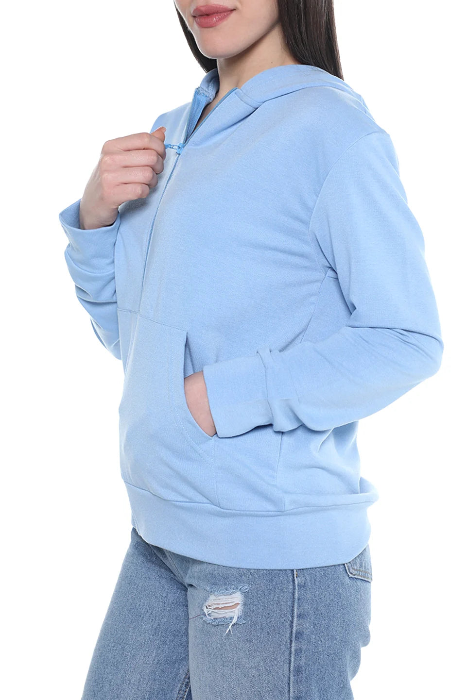 Blue Cotton Jacket with Hood