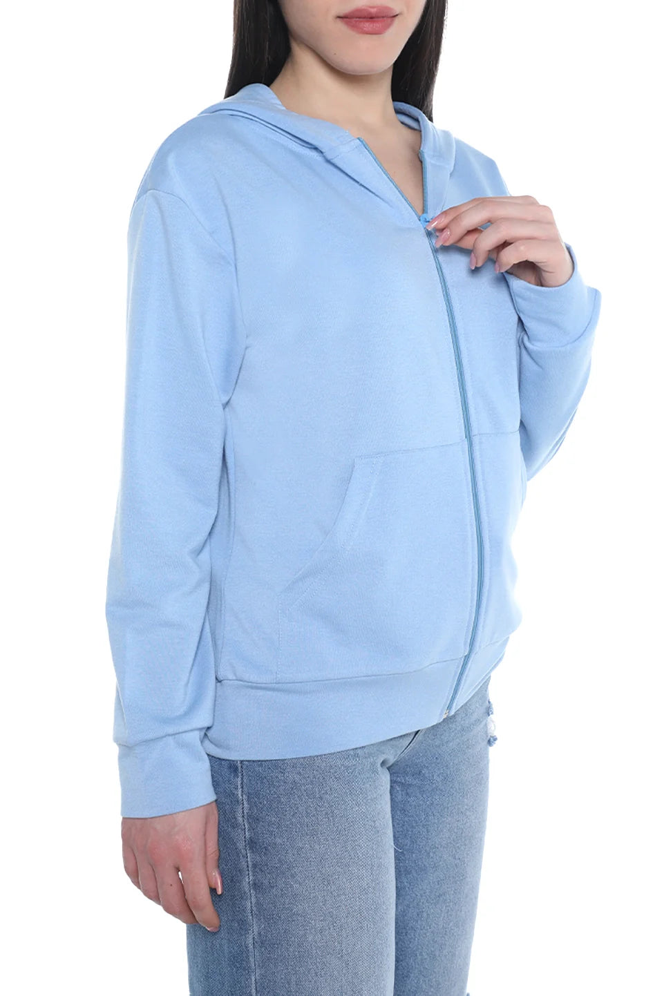 Blue Cotton Jacket with Hood