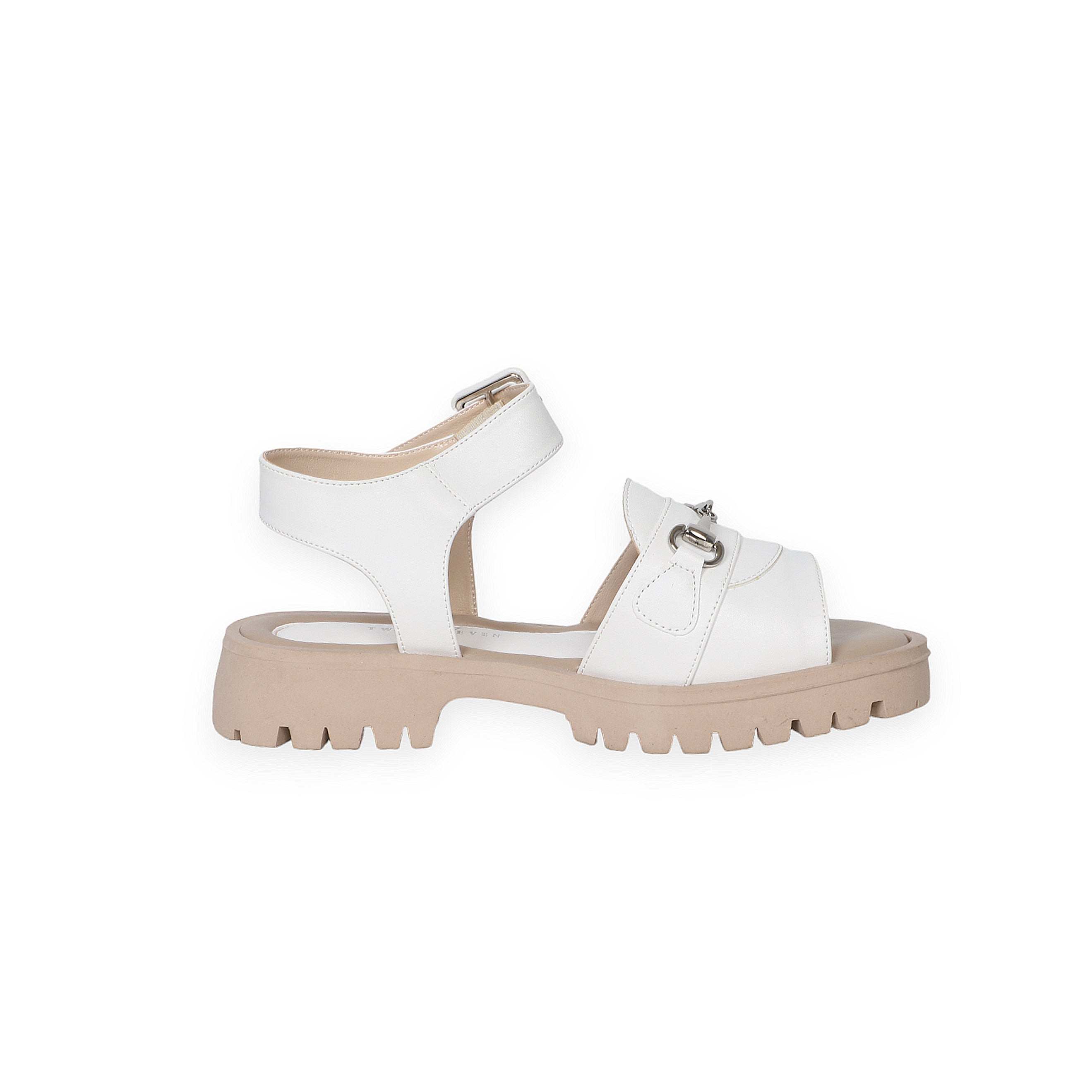 White Women Sandals With Sole Ankle Strap