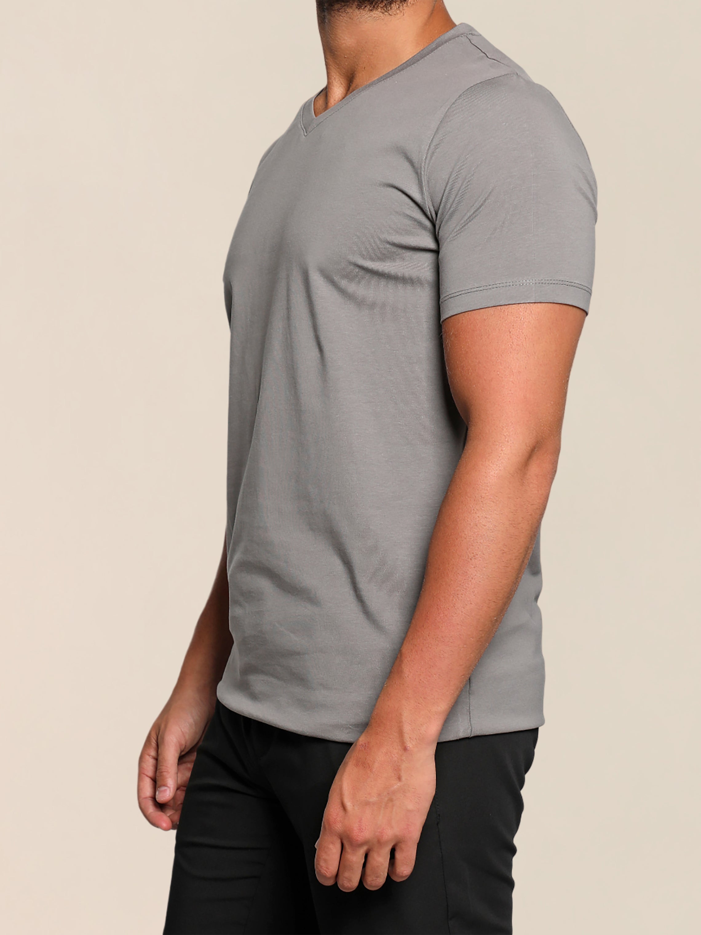 Light Grey Jack Dapper Shortsleeved Basic T-shirt With V-neck