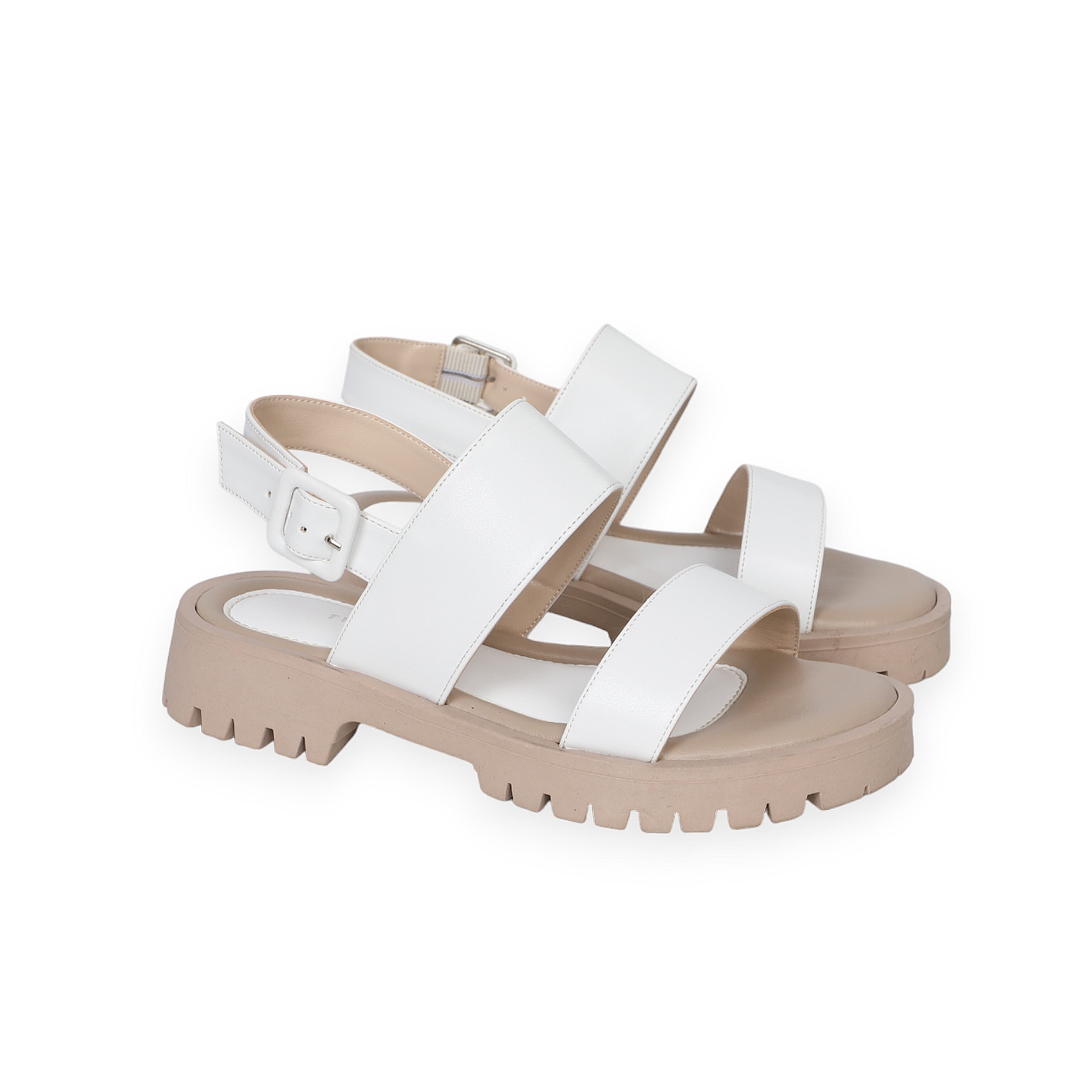 Comfortable White Sandals With Ankle Strap