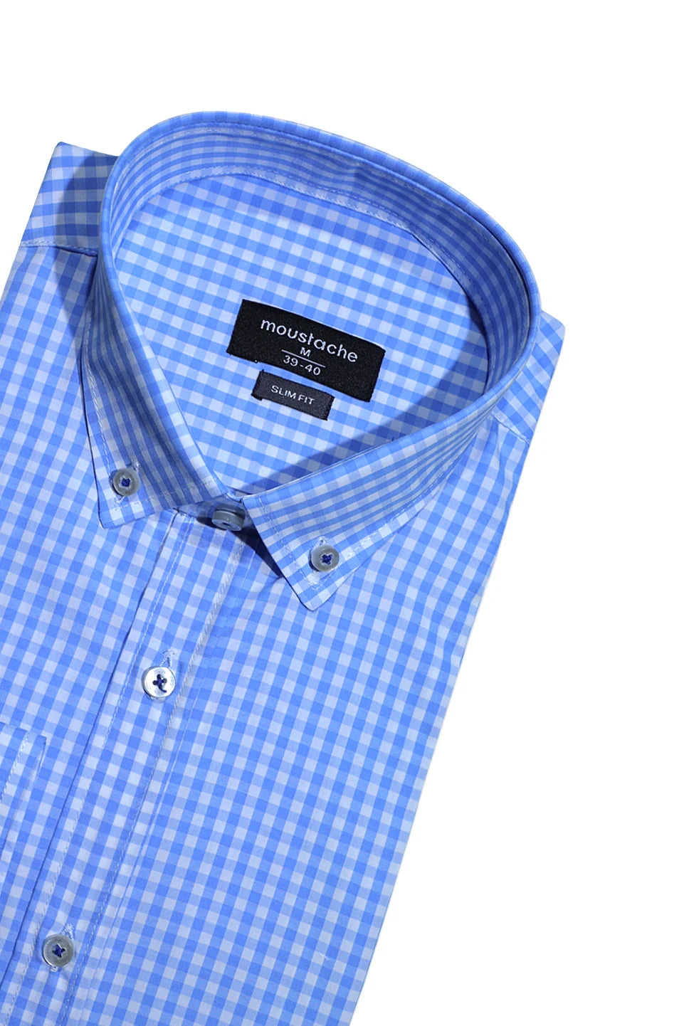 Light Blue Long-Sleeved Checked Shirt