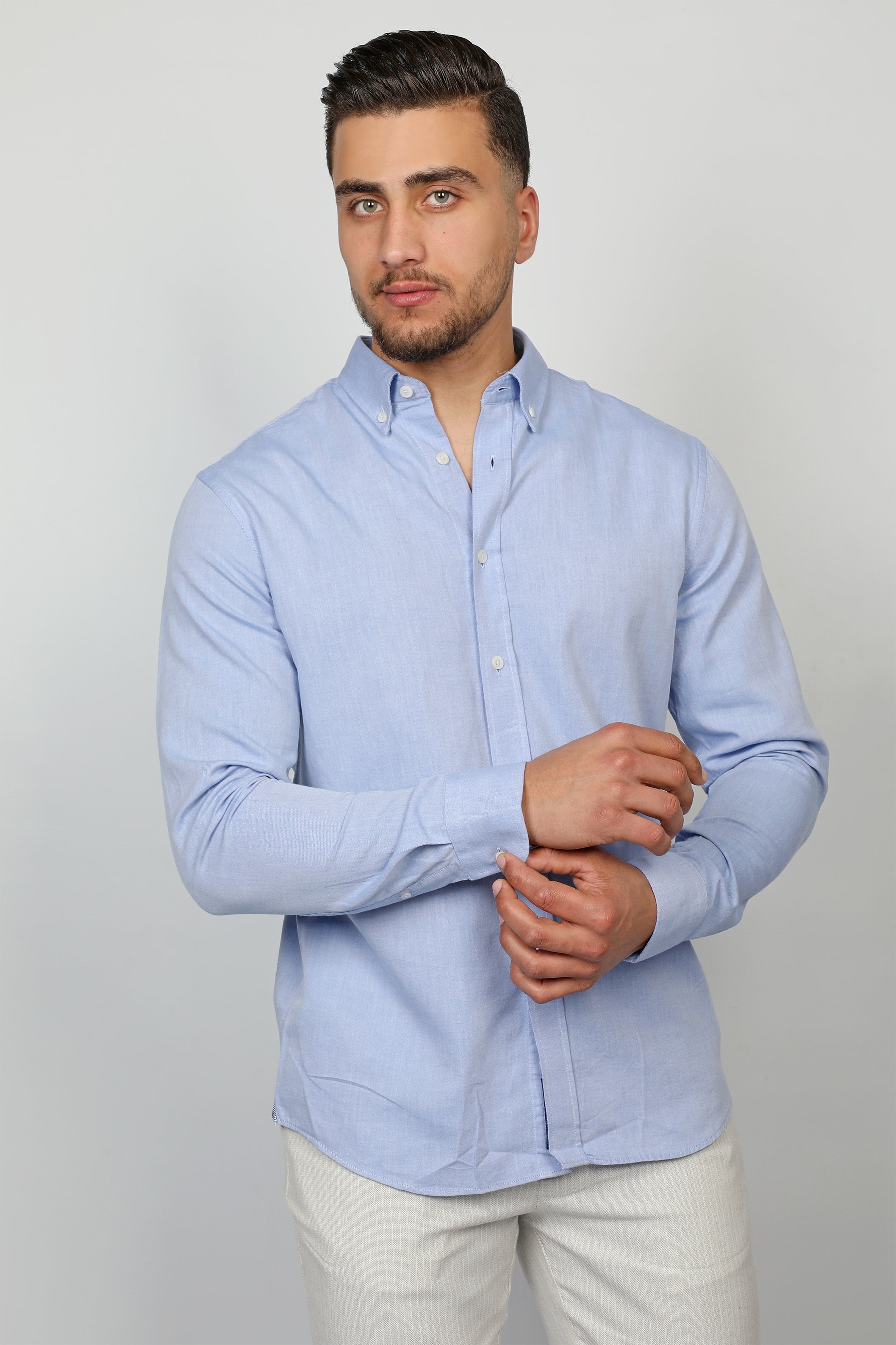 Long Sleeved Blue Casual Shirt