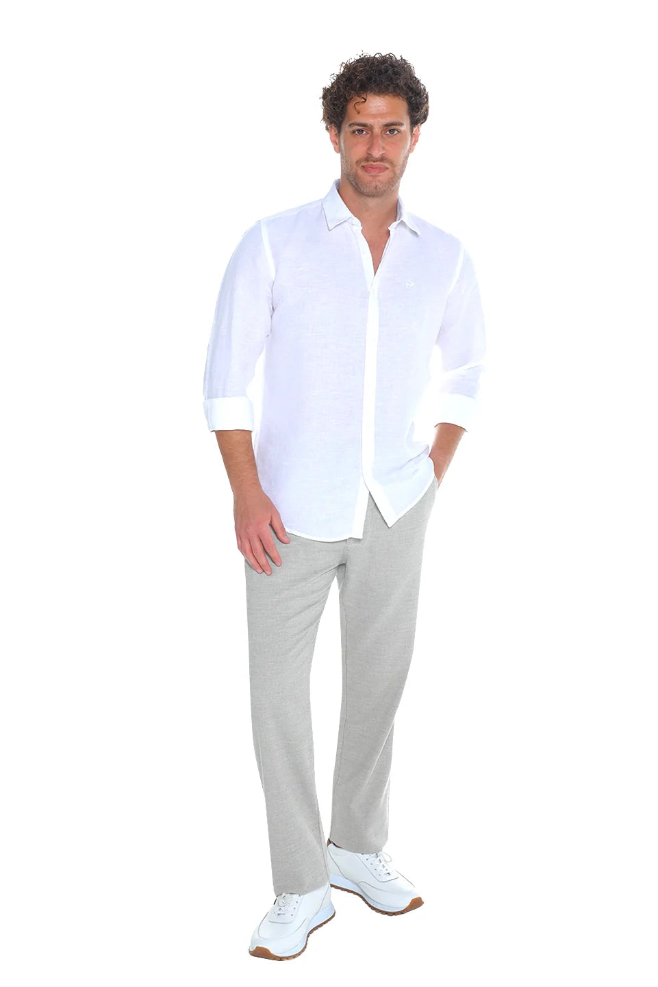 Long Sleeved White Linen Shirt