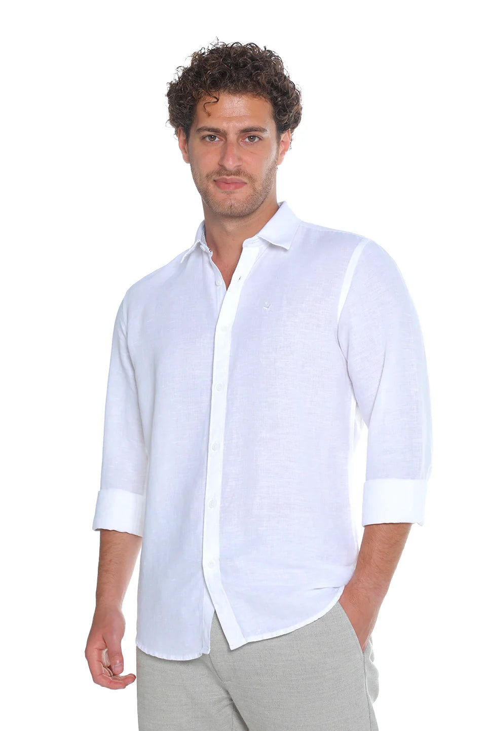 Long Sleeved White Linen Shirt