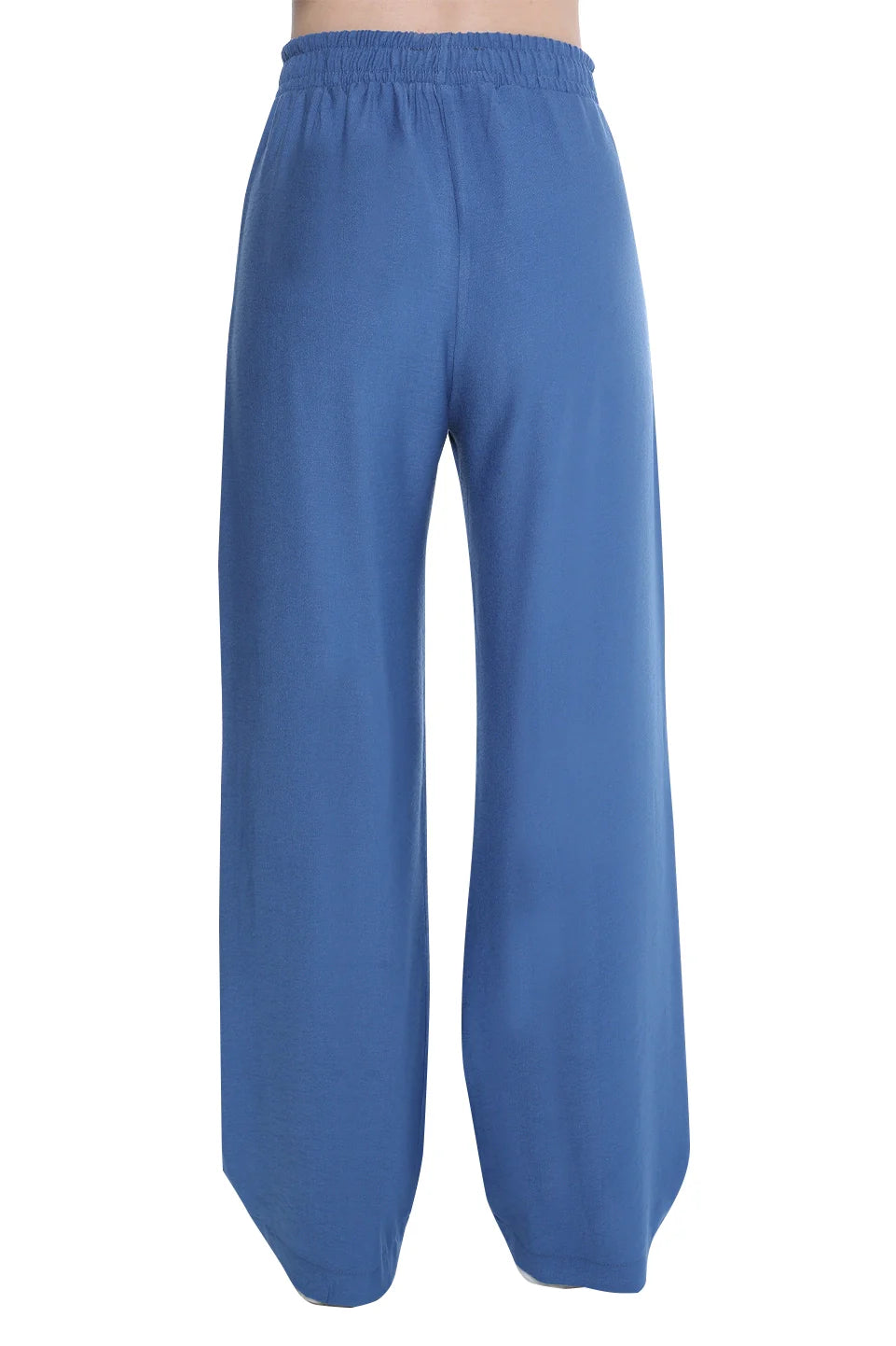 Blue Wide Leg Pant With Elastic Waist