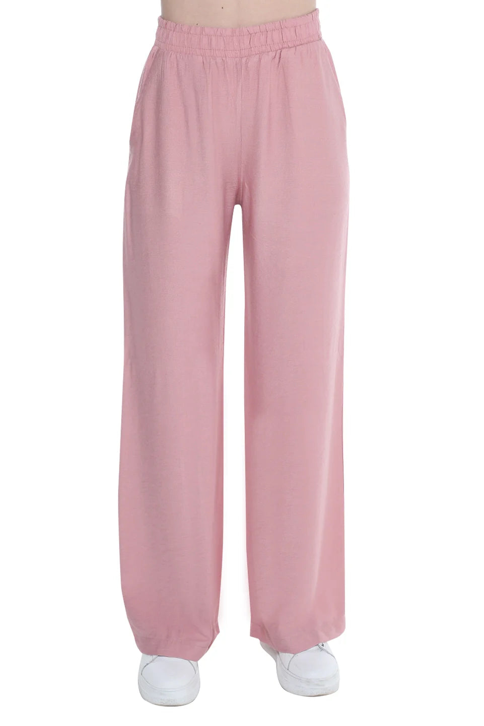 Pink Wide Leg Pant With Elastic Waist
