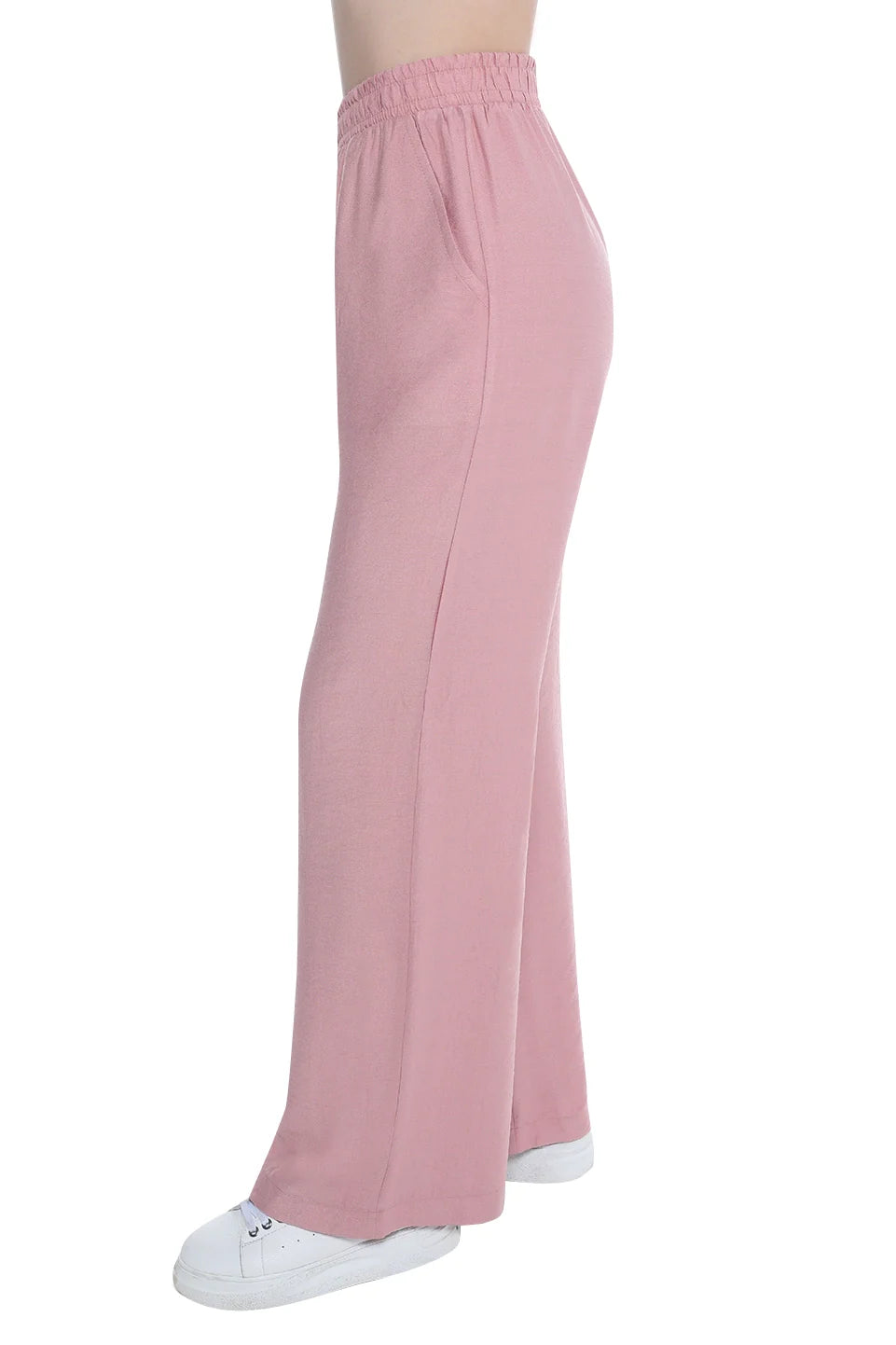Pink Wide Leg Pant With Elastic Waist