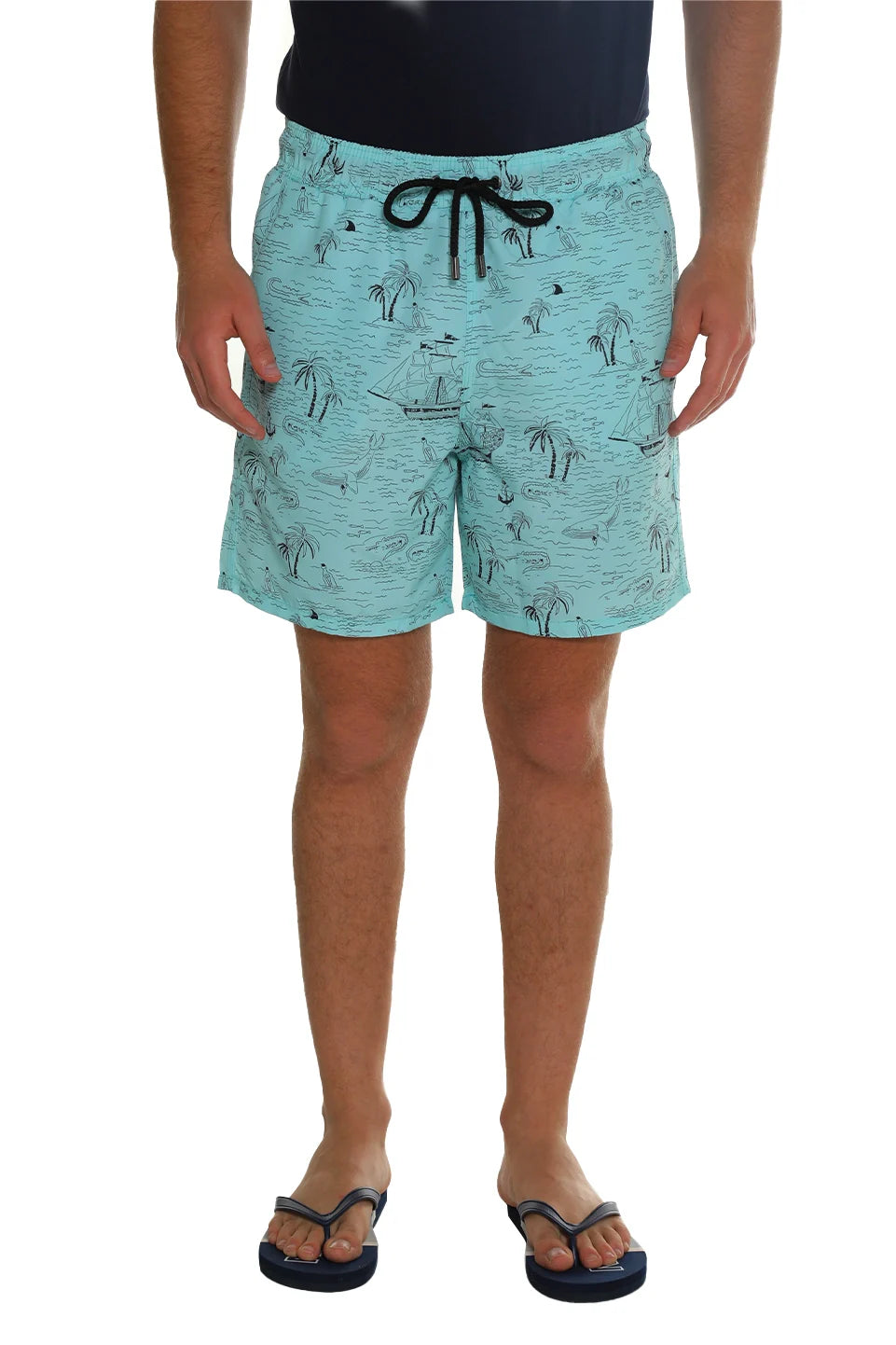 Mint Swim Short With Printed Design