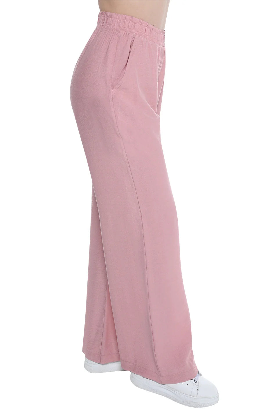 Pink Wide Leg Pant With Elastic Waist