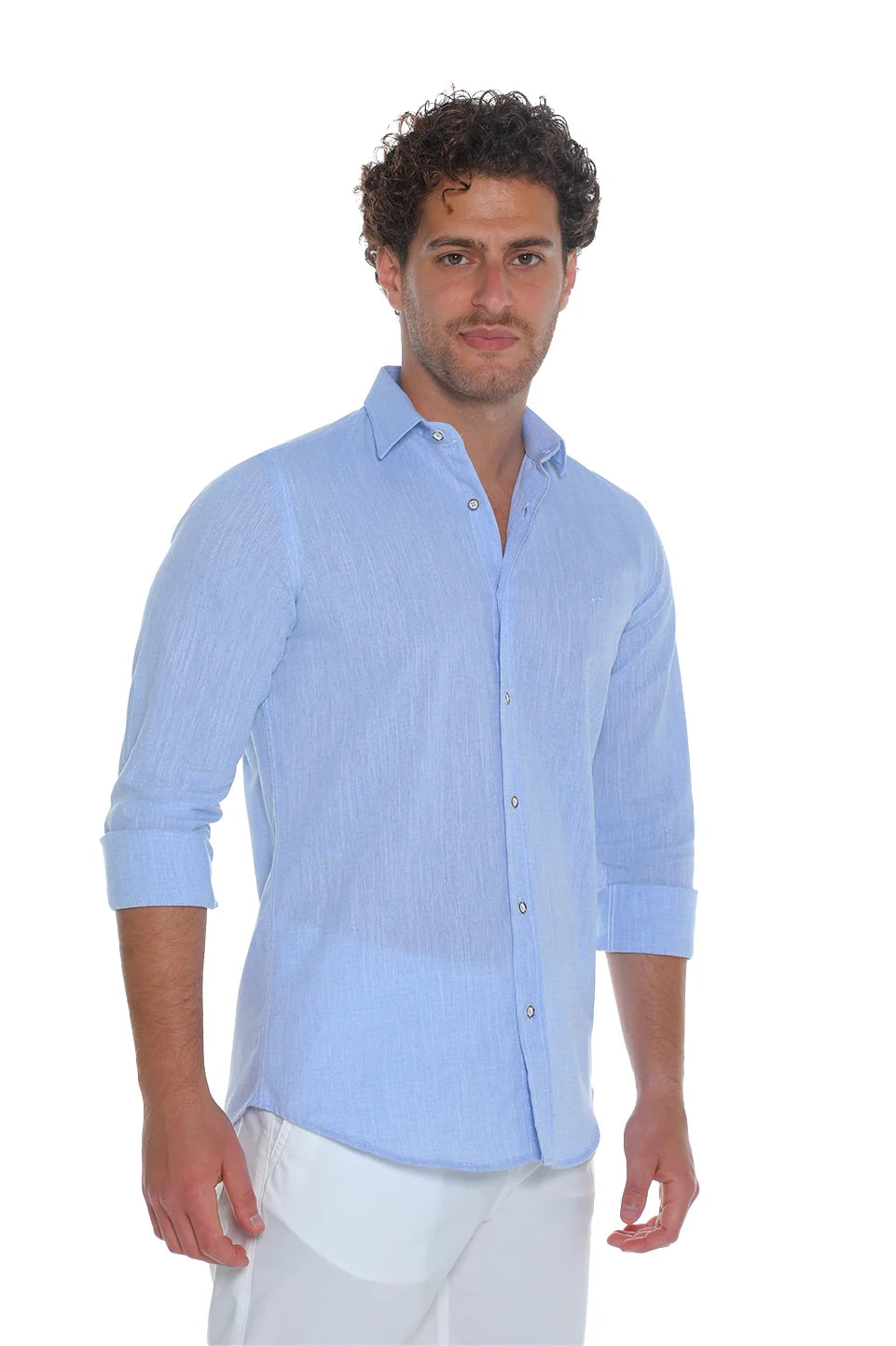 Light Blue Shirt With Button To Close