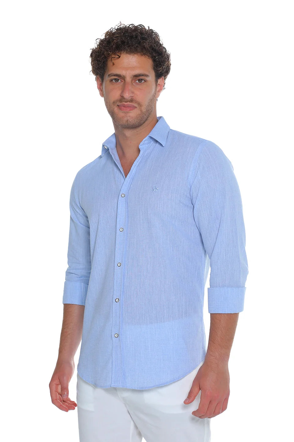 Light Blue Shirt With Button To Close