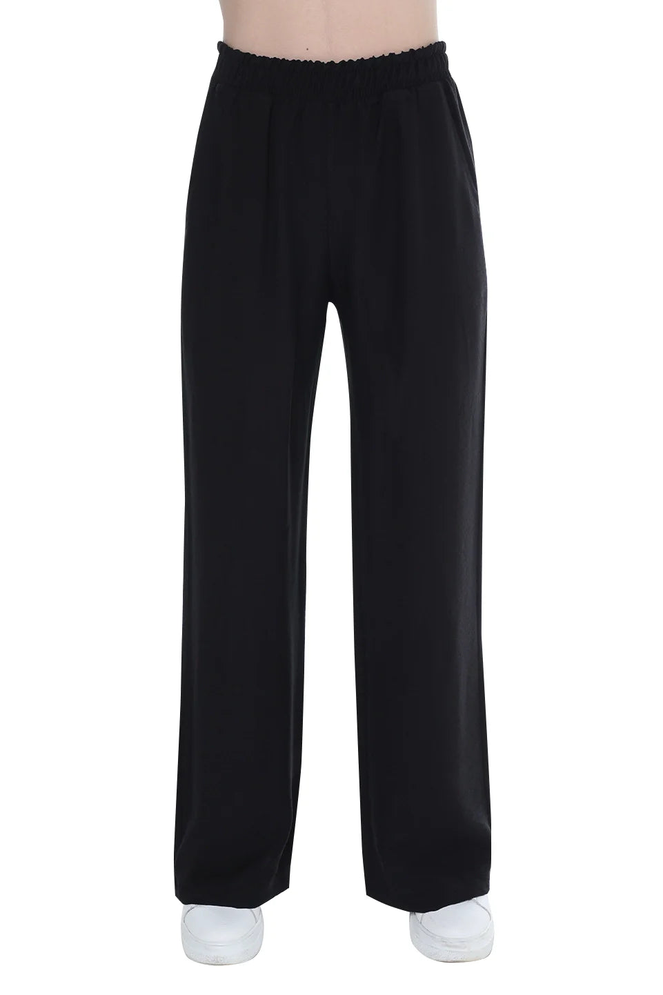 Black Wide Leg Pant With Elastic Waist