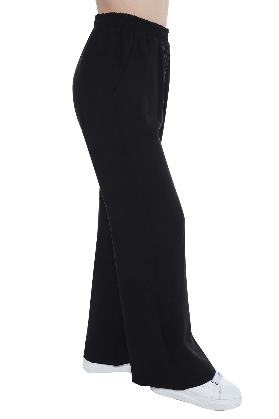 Black Wide Leg Pant With Elastic Waist